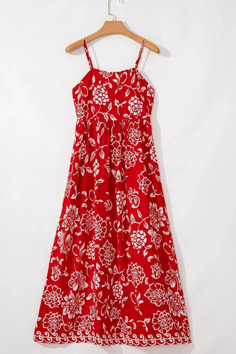 Floral Printed Spaghetti Strap Empire Waist Maxi Dress