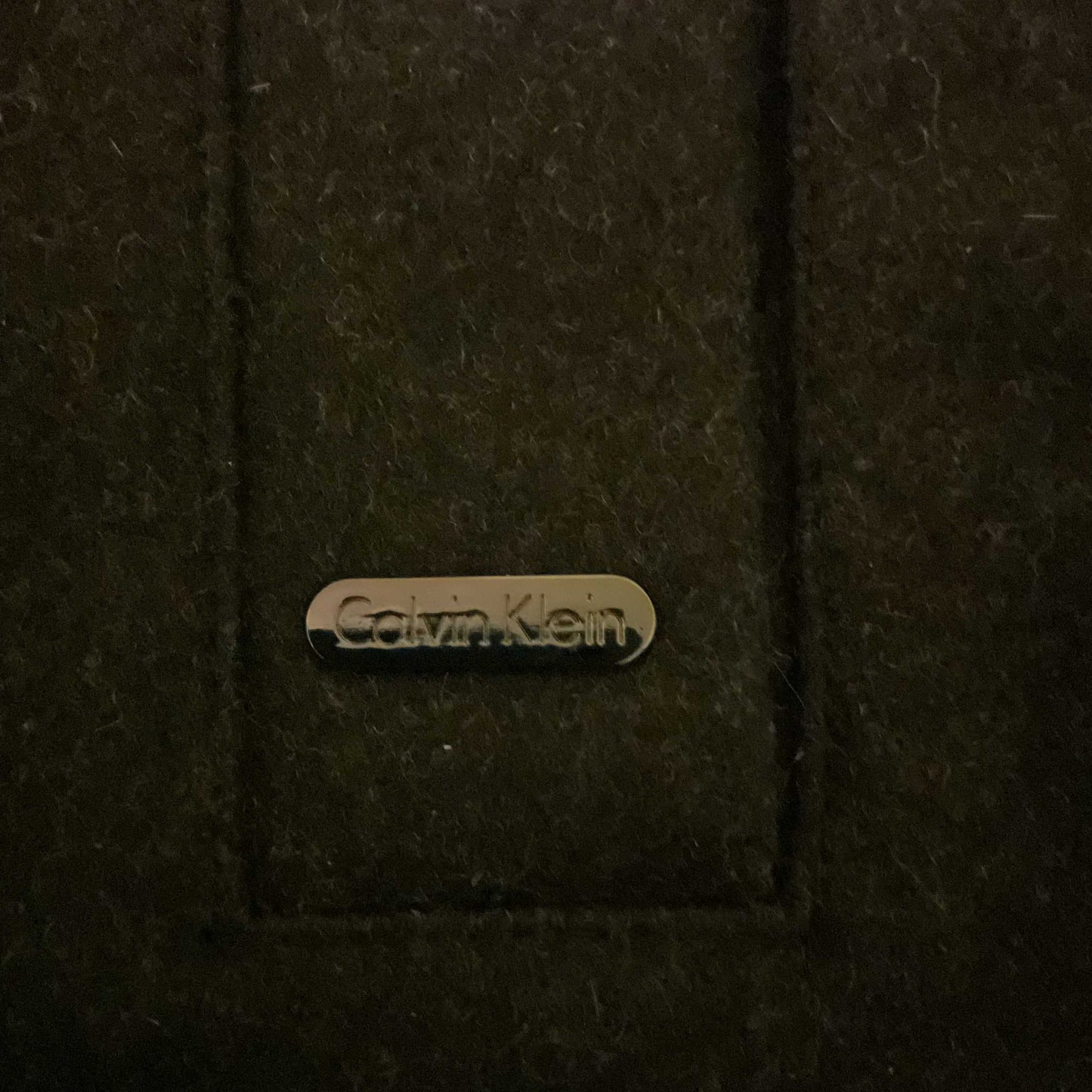 Calvin Klein logo on black wool blend men's double zip coat size XL