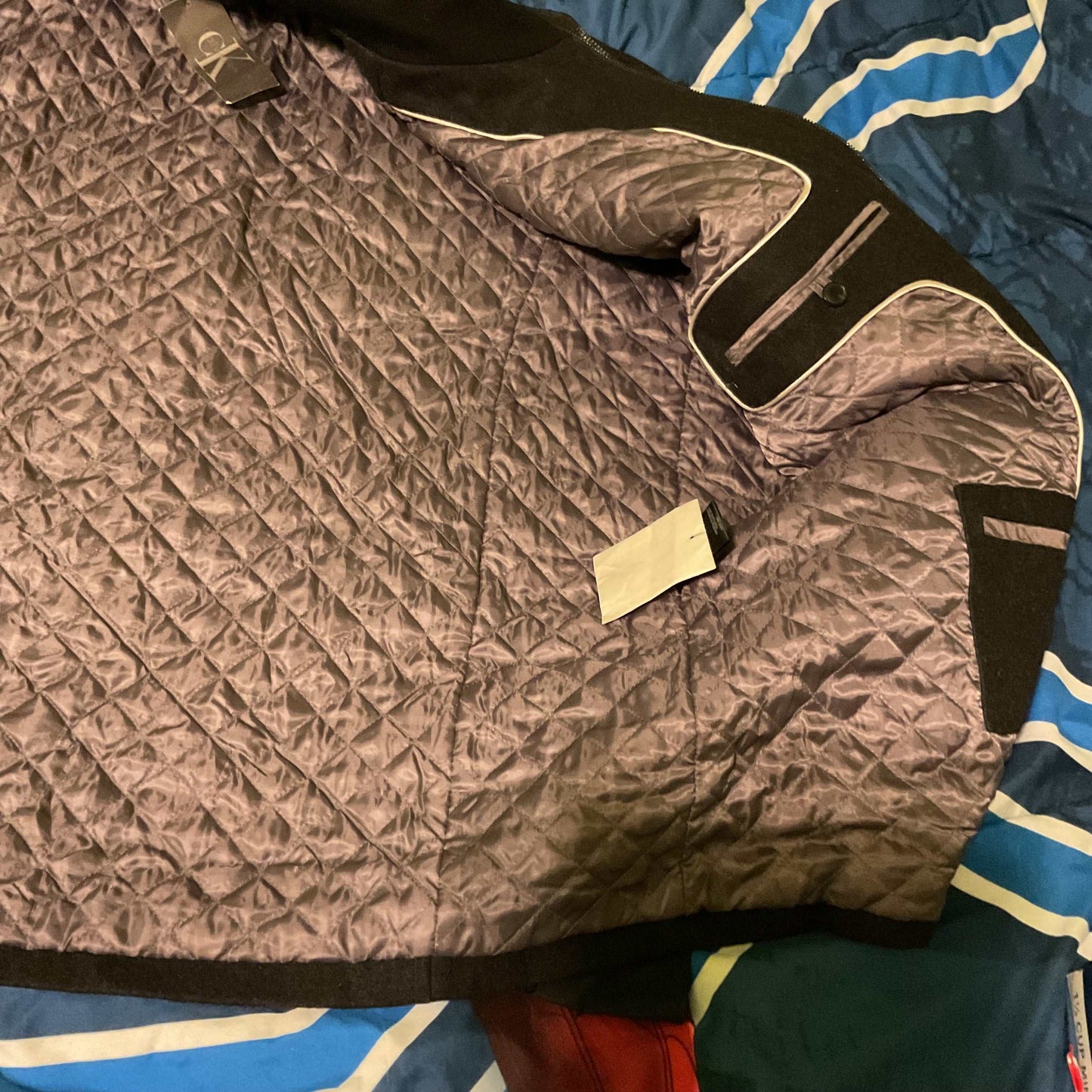 Calvin Klein Black Wool Blend Mens Double Zip Coat Size XL