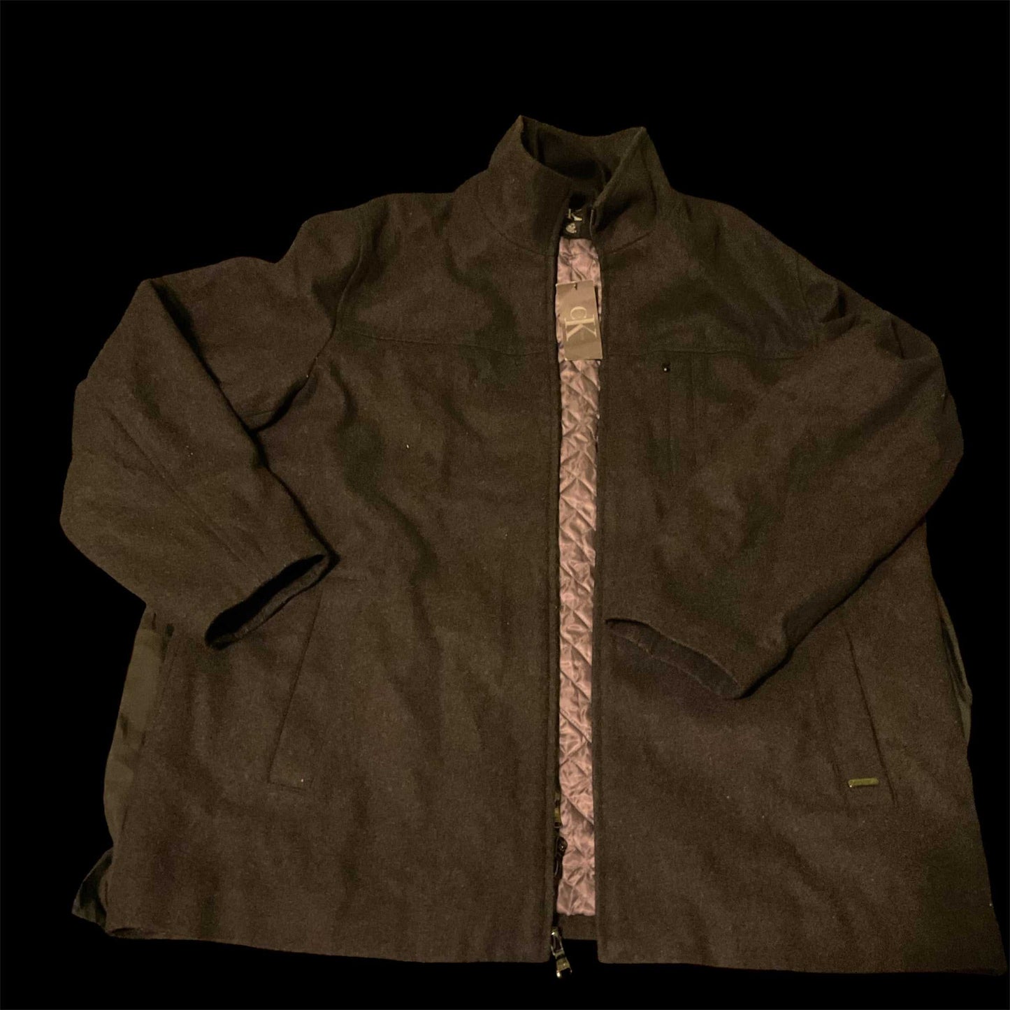 Calvin Klein black wool blend men's double zip coat size XL new with tag