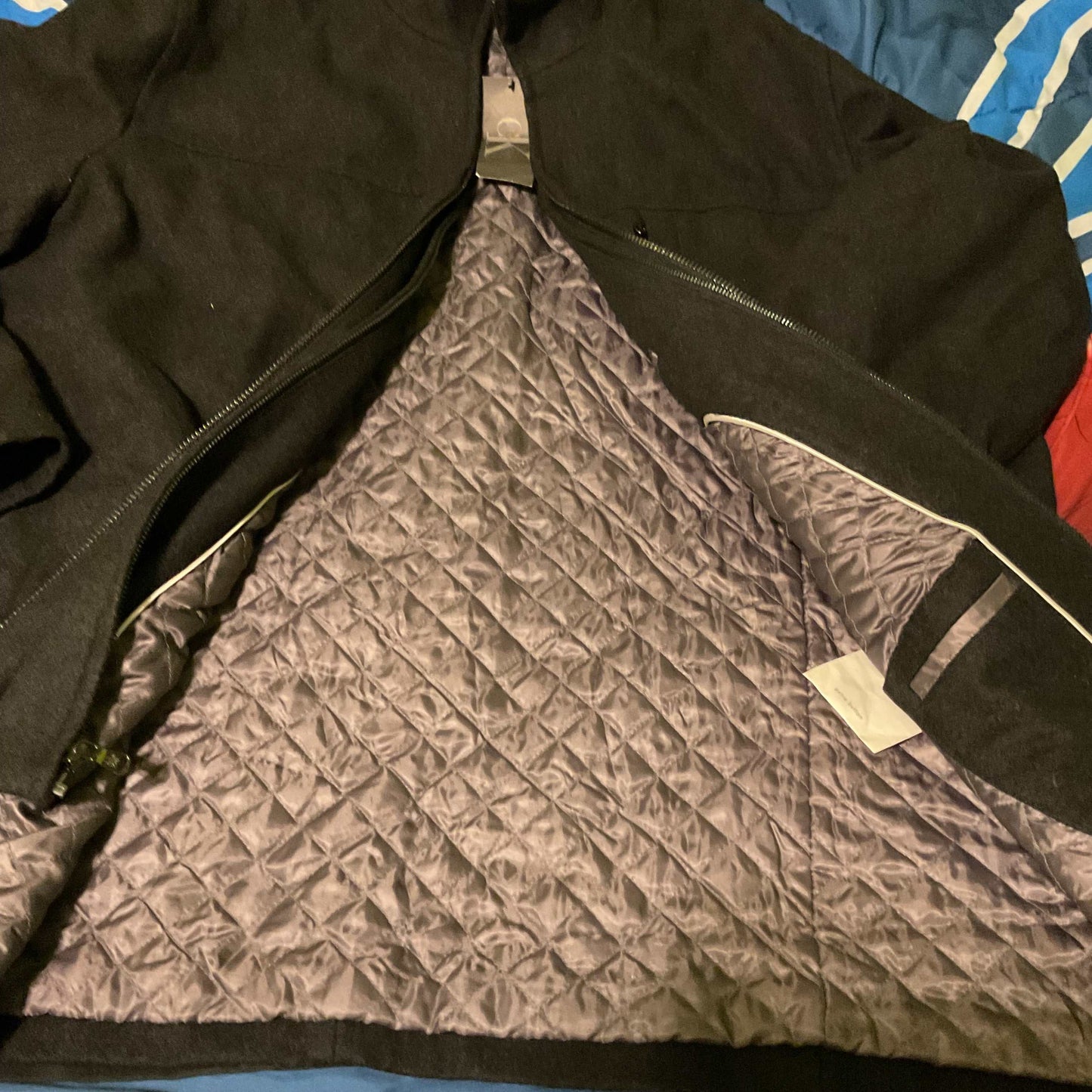 Calvin Klein Black Wool Blend Mens Double Zip Coat Size XL