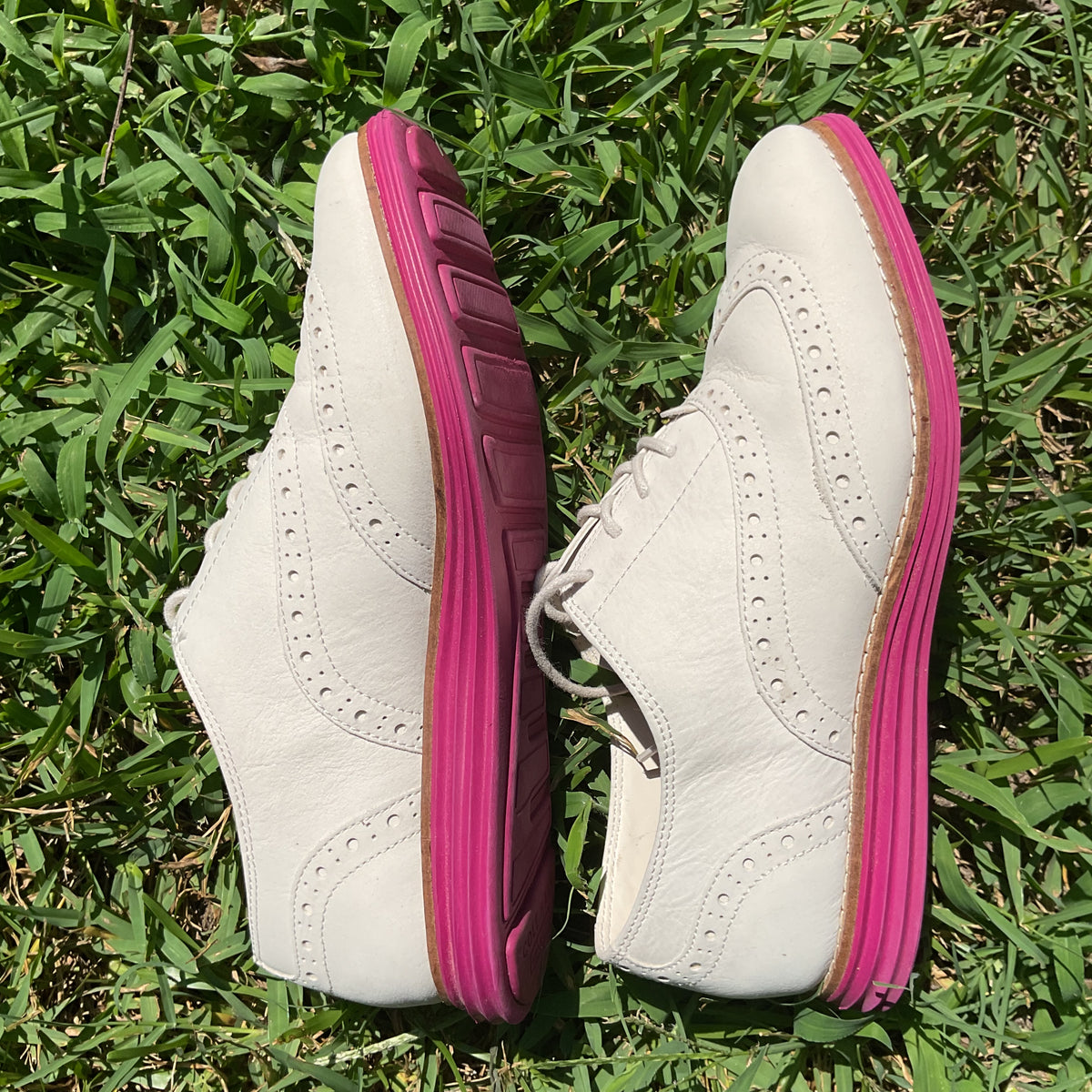 Cole Haan OriginalGrand Women's Wingtip Oxfords Sz 6B Off White Pink W24361