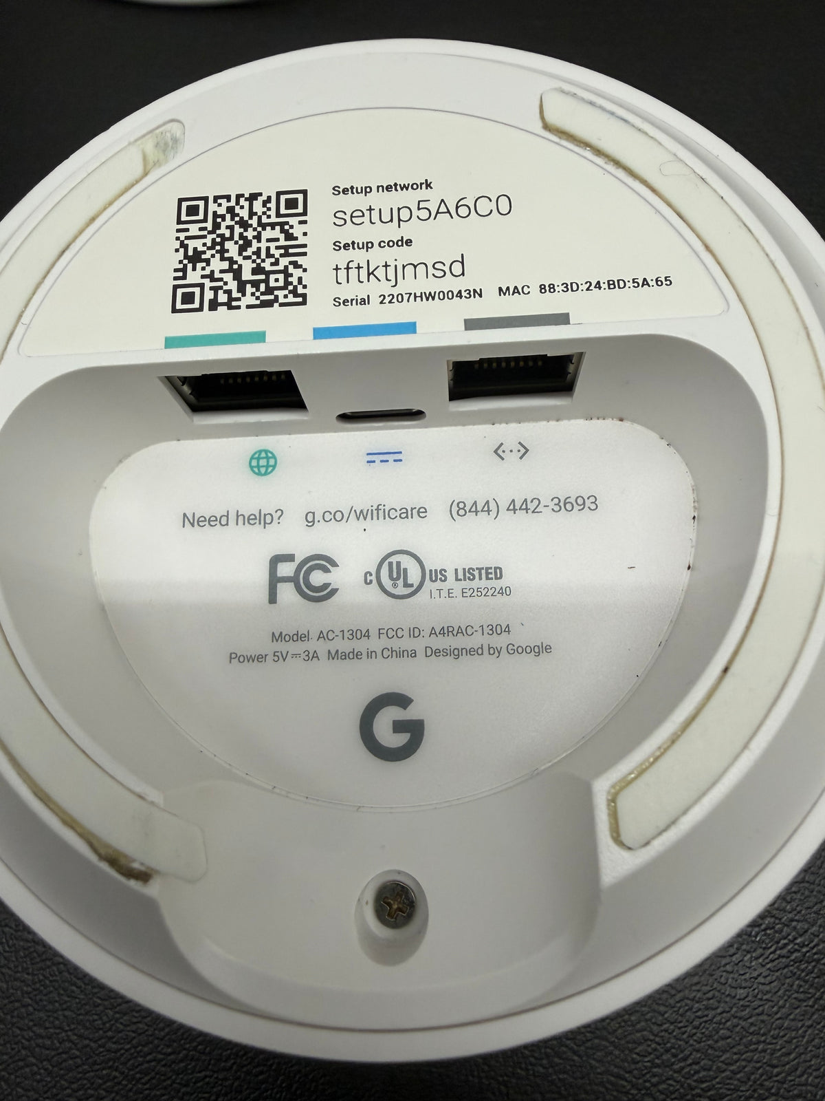 Google Wifi Mesh Router / Access Point (Model AC-1304)