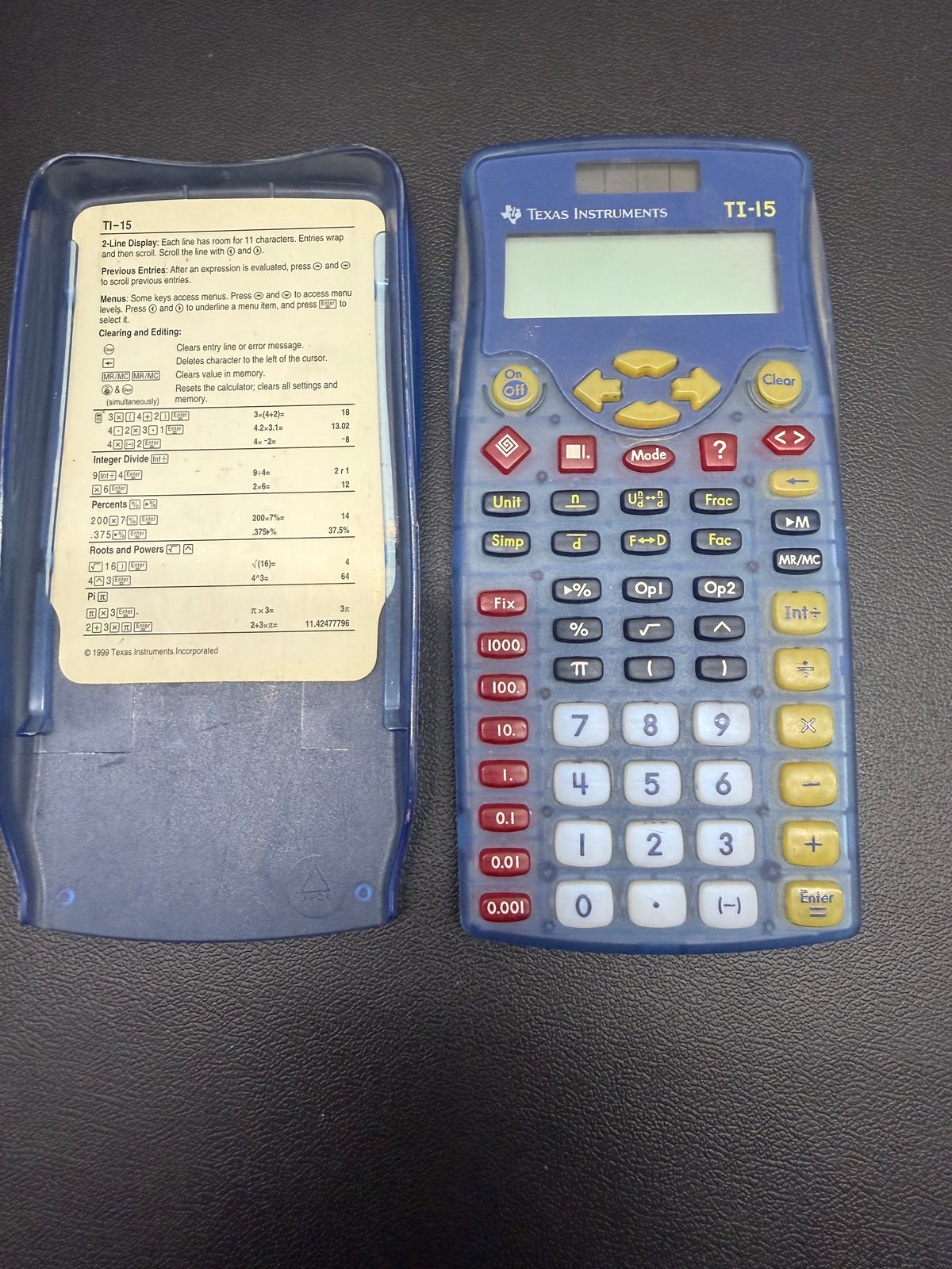 Texas Instruments TI-15 Elementary Scientific Calculator with Cover
