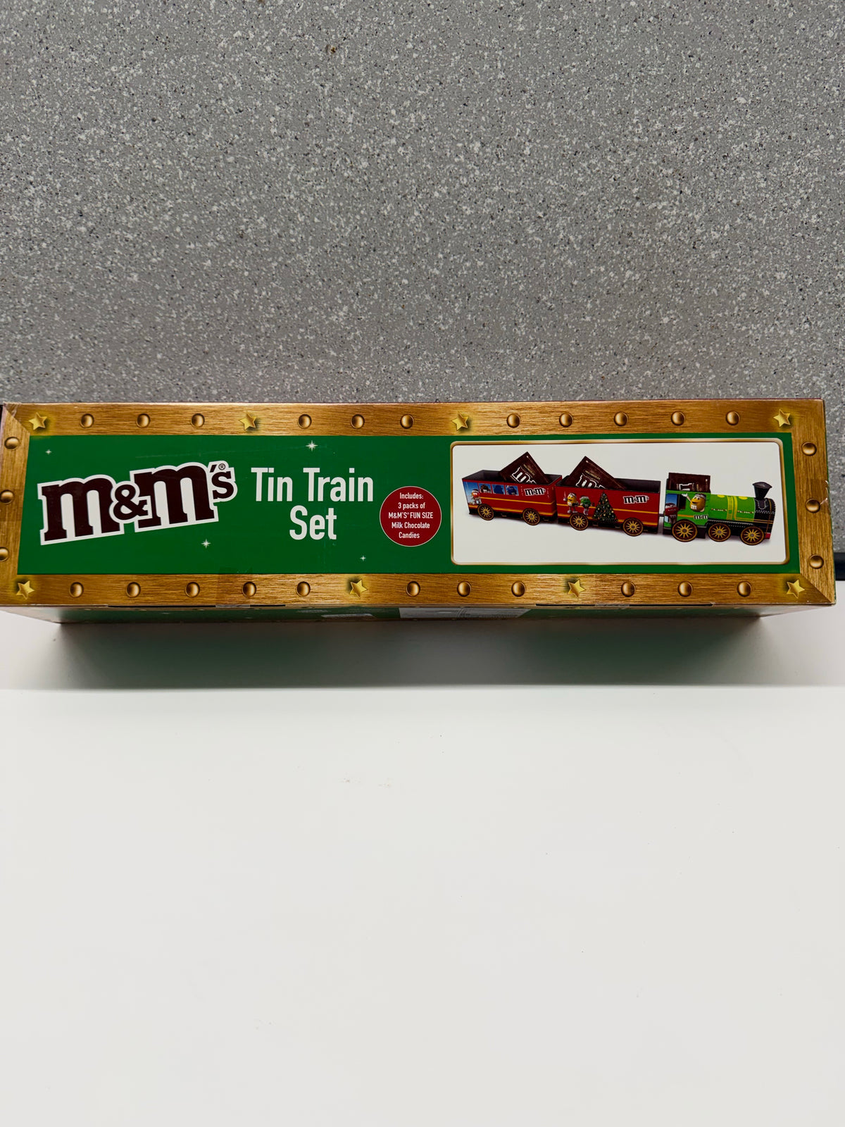 M&M's Tin Train Set Holiday Candy Collector Item - NIB (Includes 3 Fun Size Packs)