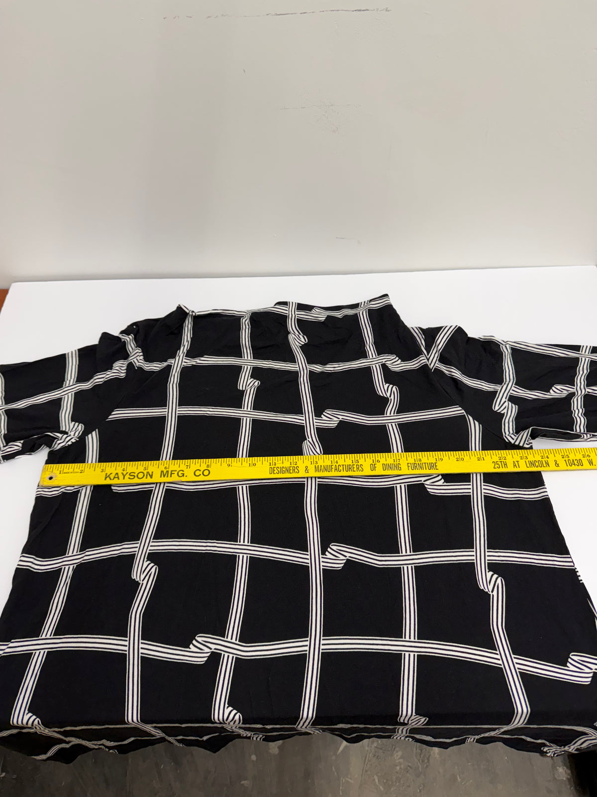 Liz Claiborne Womens XXL Black White Windowpane Top 3/4 Sleeve Rayon Stretch