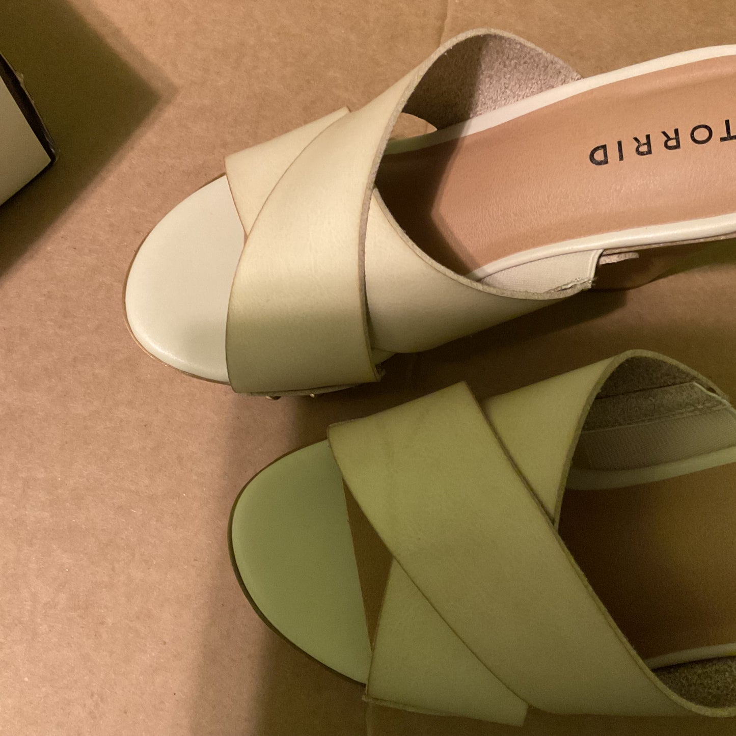 Torrid Bone PU Platform Wood Wedge Sandals – Size 6.5 (Wide Width)