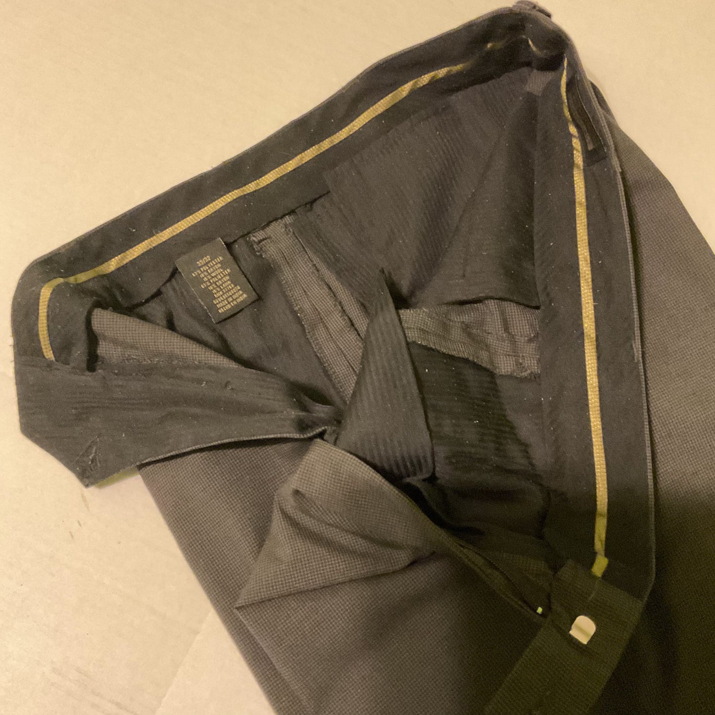 AXIST Essentials Men’s Dress Pants 33x32 Gray Micro Check Flat‎ Front Wool Blend