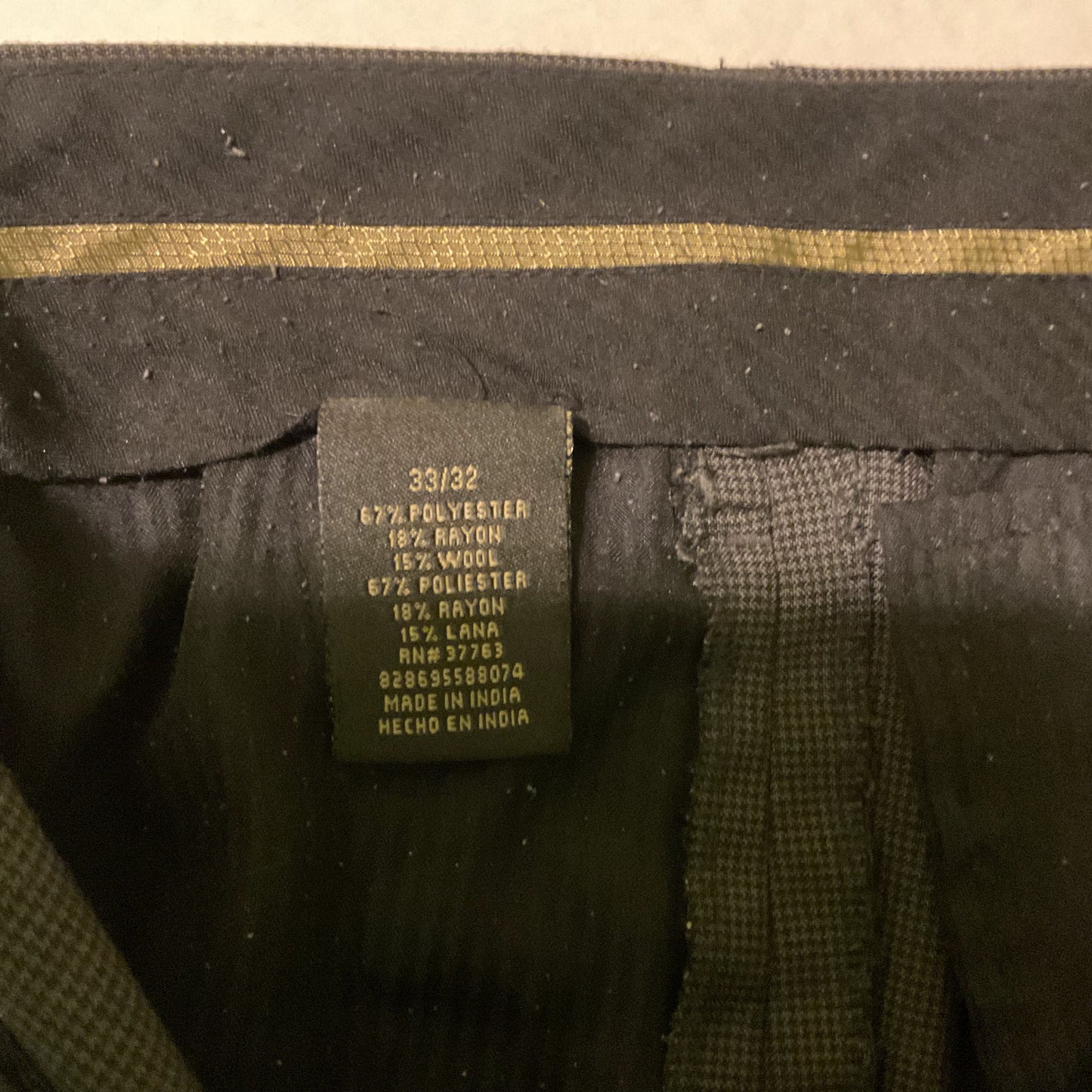 AXIST Essentials Men’s Dress Pants 33x32 Gray Micro Check Flat‎ Front Wool Blend