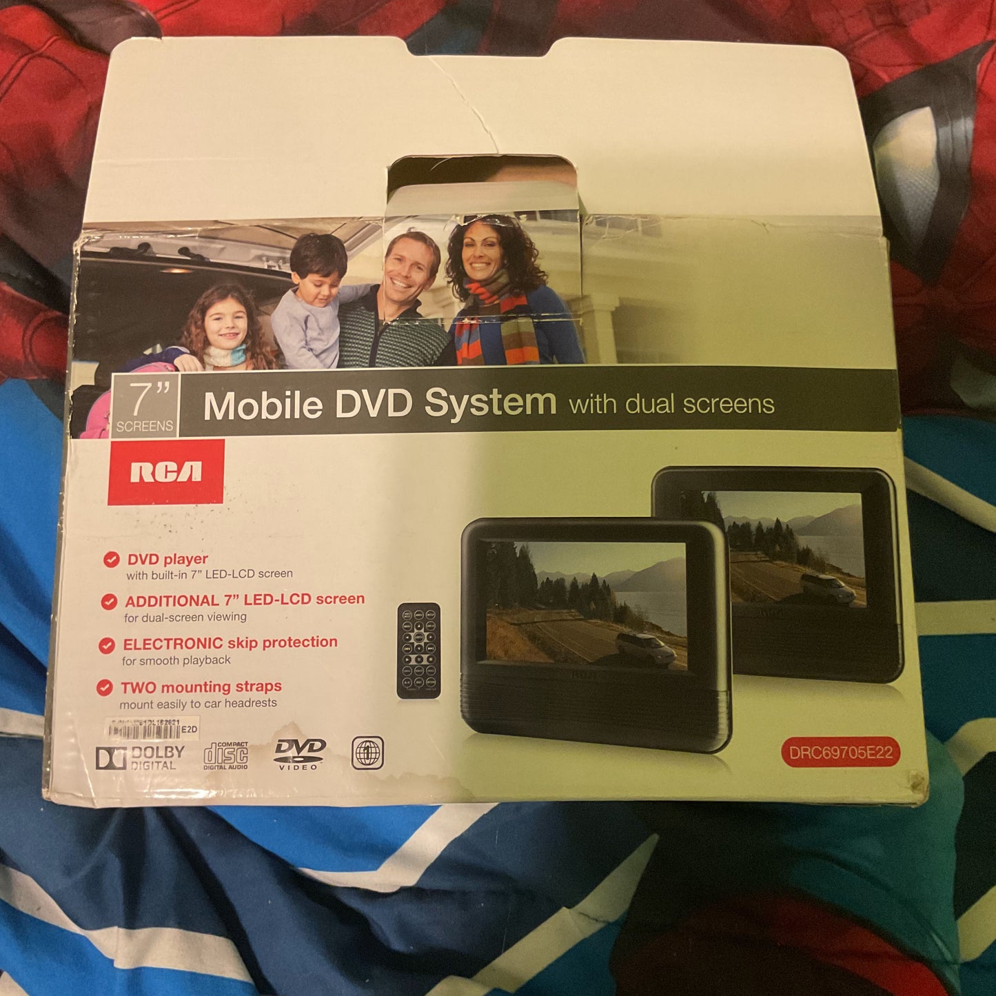 RCA 7" Mobile Dual Screen DVD System - Car Headrest Entertainment Set NO REMOTE