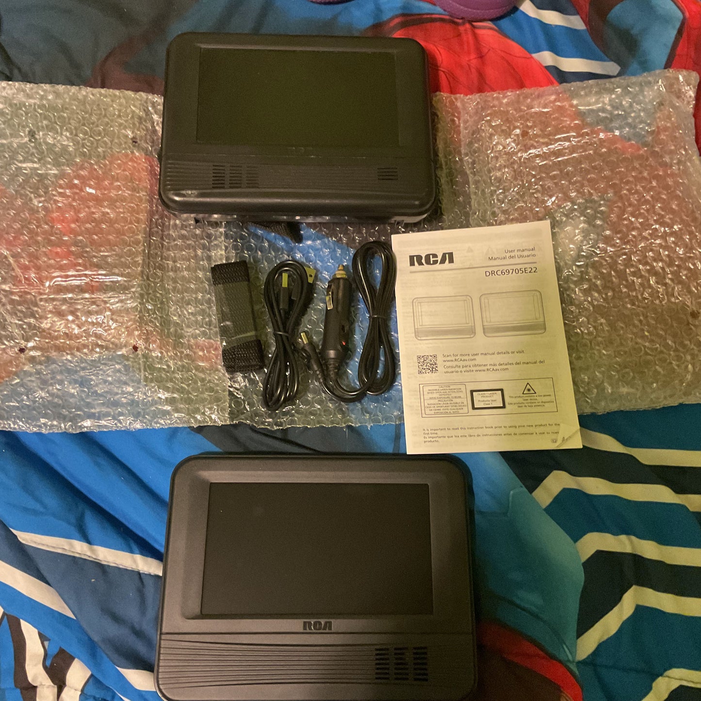 RCA 7" Mobile Dual Screen DVD System - Car Headrest Entertainment Set NO REMOTE