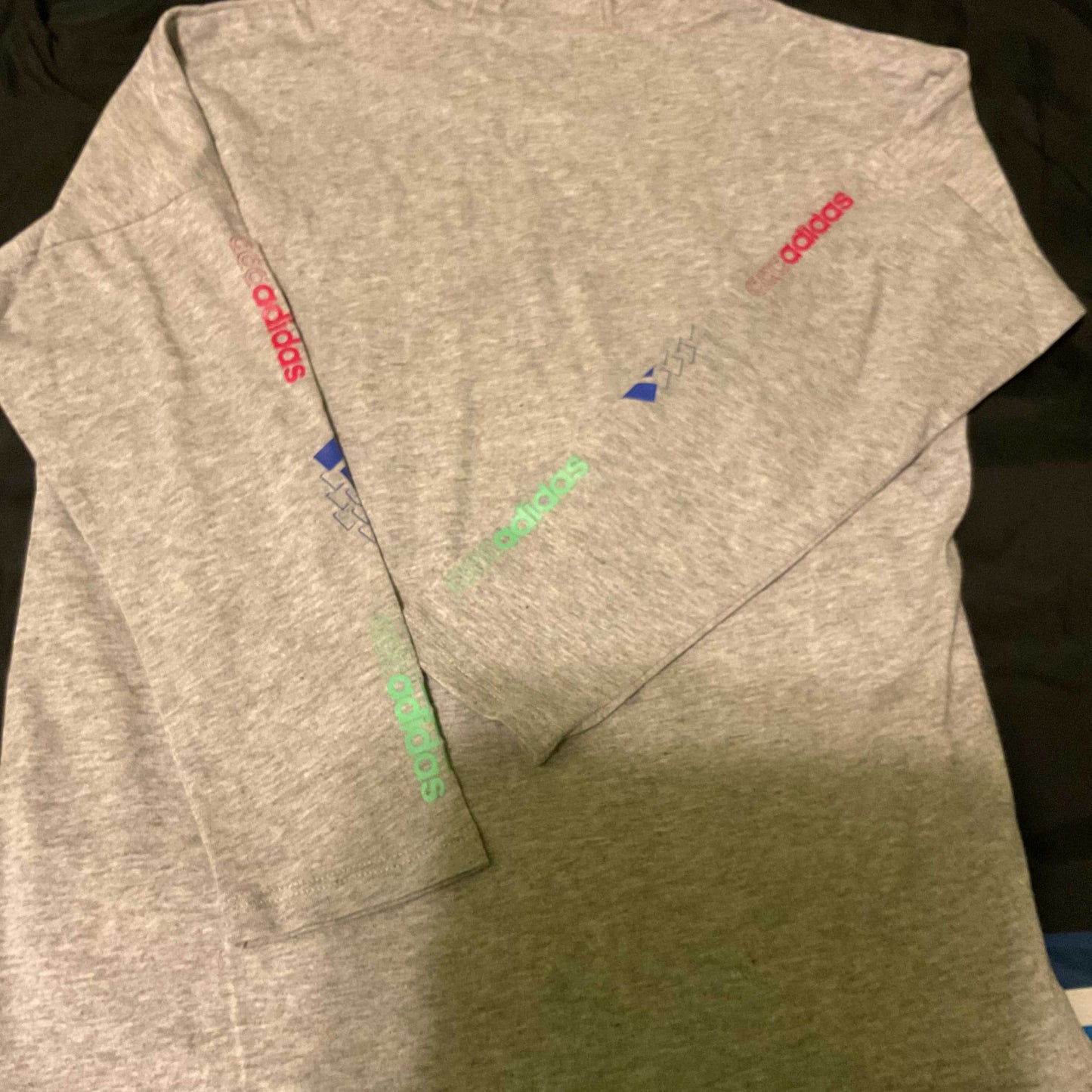 Adidas Kids’ Heather Gray Multicolor Logo Hoodie – Long Sleeve Pullover