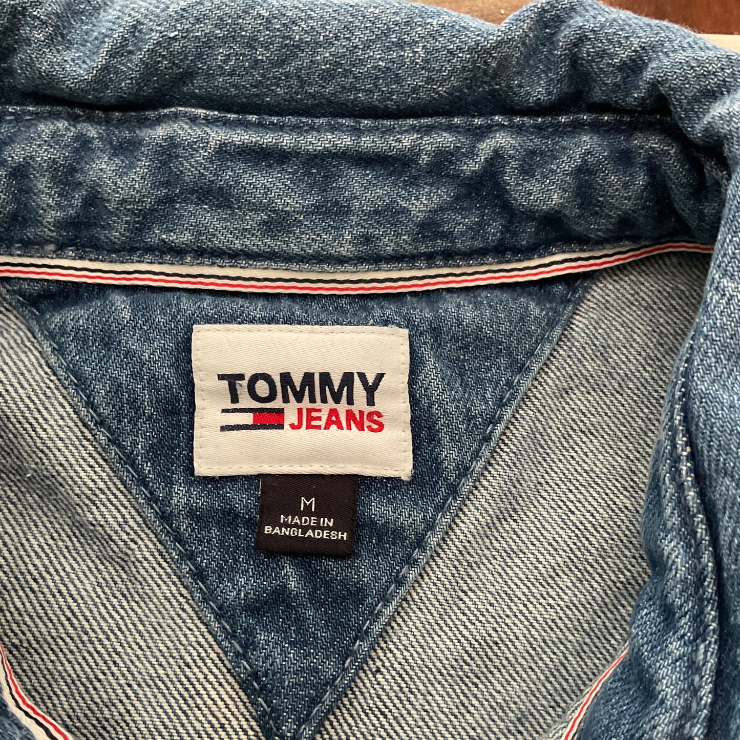 Tommy Jeans Girls’ Medium Denim Jacket Youth 10–12 Snap Button Logo Vintage Style