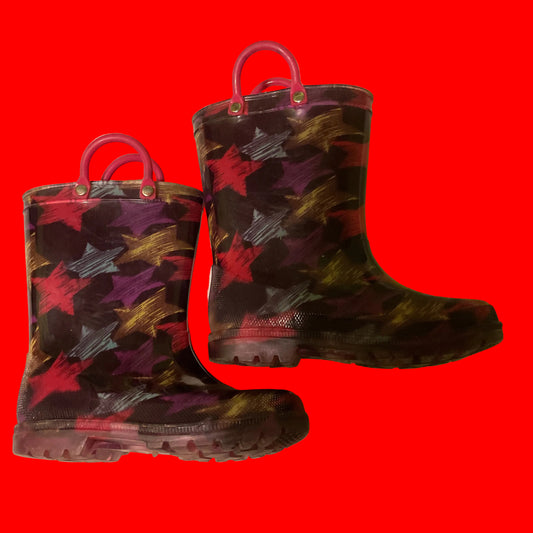 Lilly Girls Rain Boots Size 6 – Multicolor Star Print with Handles