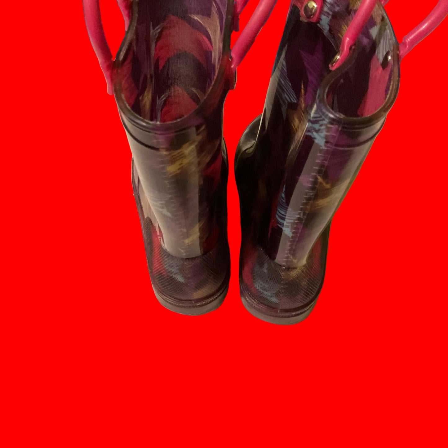 Lilly Girls Rain Boots Size 6 – Multicolor Star Print with Handles