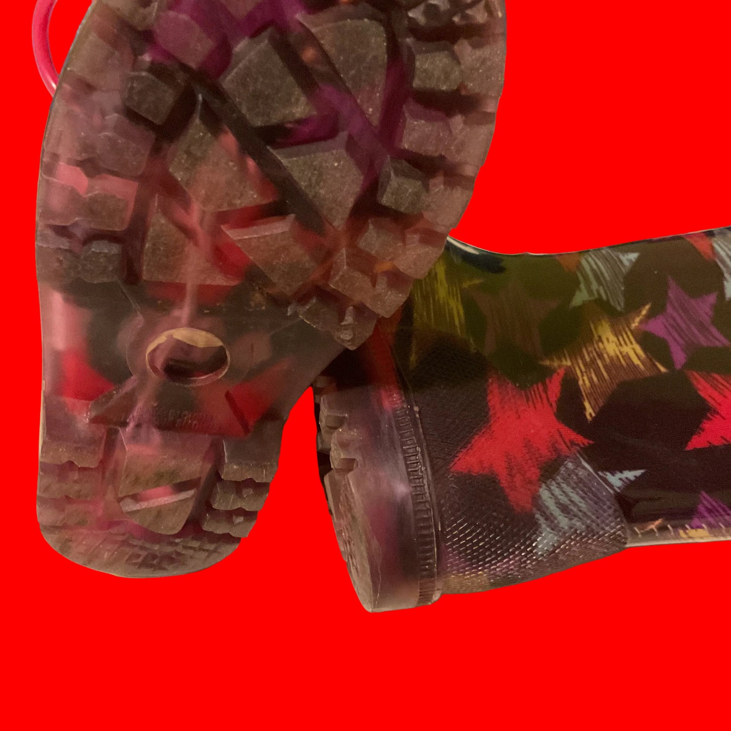 Lilly Girls Rain Boots Size 6 – Multicolor Star Print with Handles