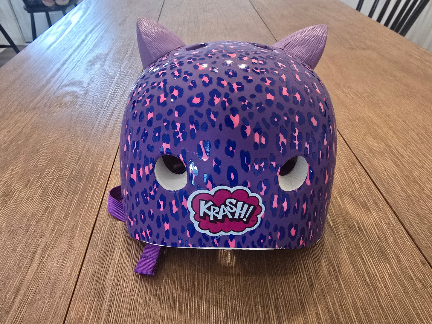 Purple Leopard Cat Ears Youth Helmet by Krash!