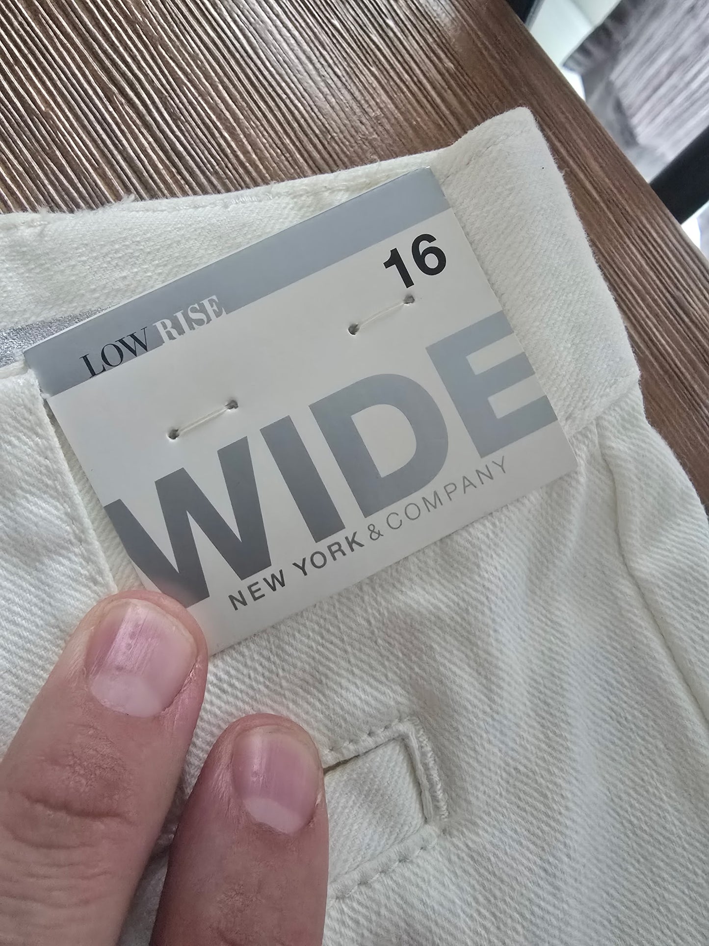 NY&C Women’s Wide Leg Low Rise Jeans – Size 16 Tall, 2-Pair Bundle (White & Dark Wash)