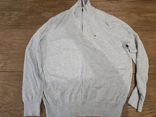 Tommy Hilfiger Men’s 1/4 Zip Pullover Sweater – Gray – Size XL