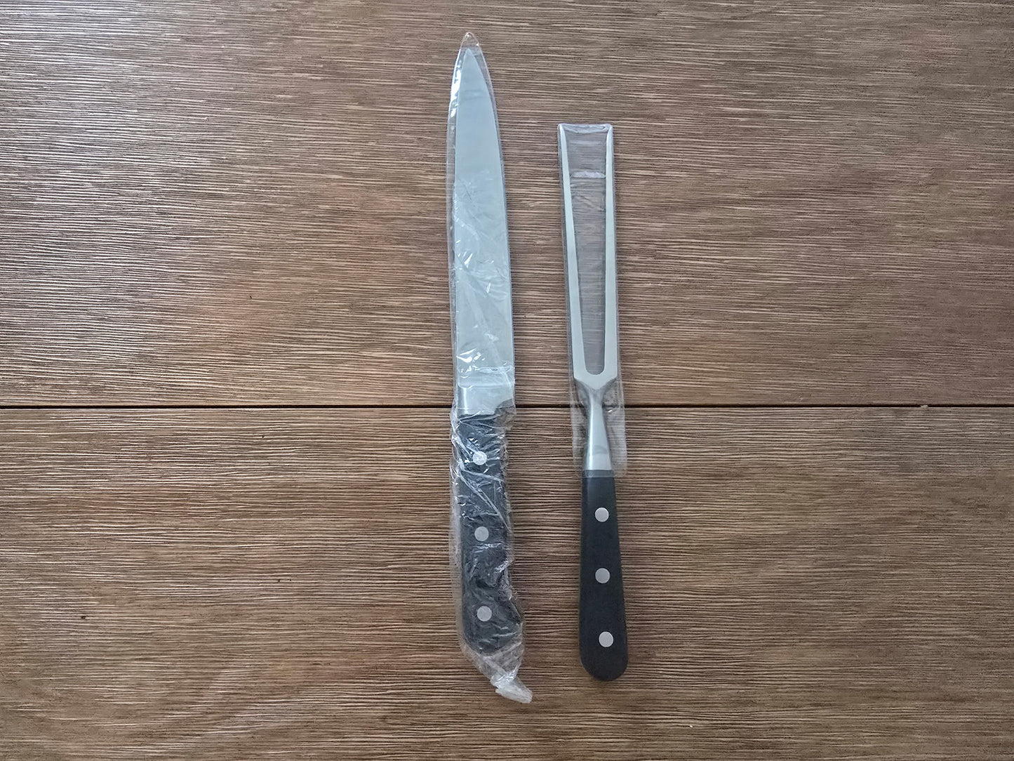 Wood Carving Board Set with Stainless Steel Knife & Fork – Serving Tray with Handles