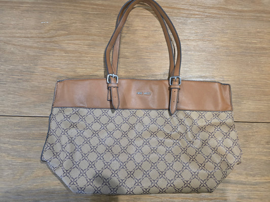 Nine West Monogram Tote Bag, Brown/Tan – Shoulder Handbag