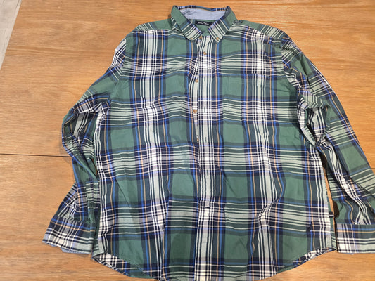 Nautica Men’s Plaid Button-Down Shirt – Green/Blue, Size XXL