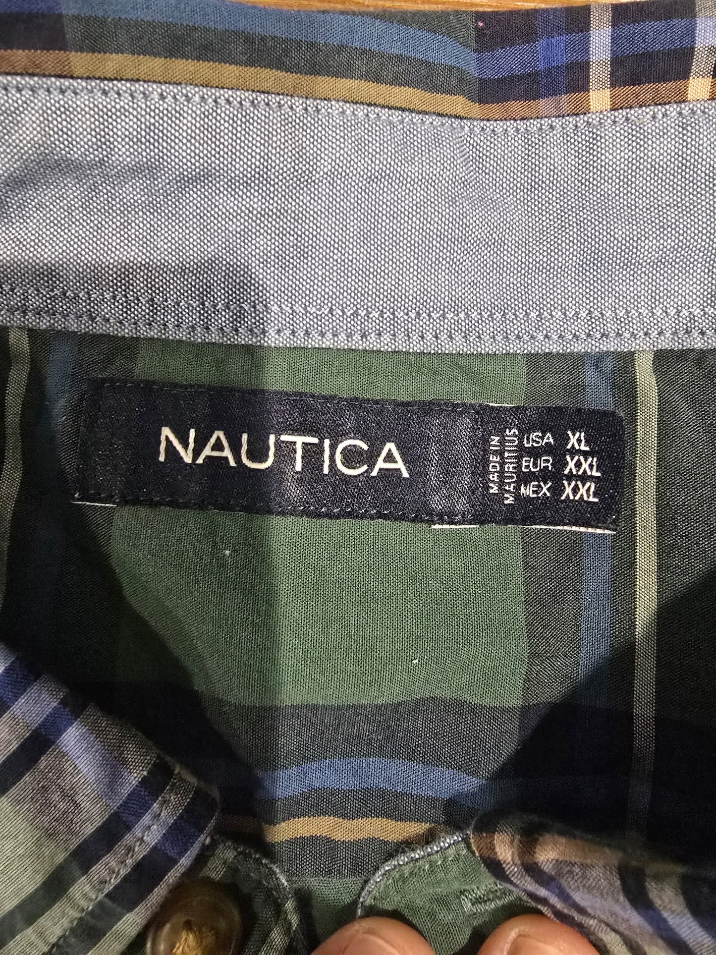 Nautica Men’s Plaid Button-Down Shirt – Green/Blue, Size XXL