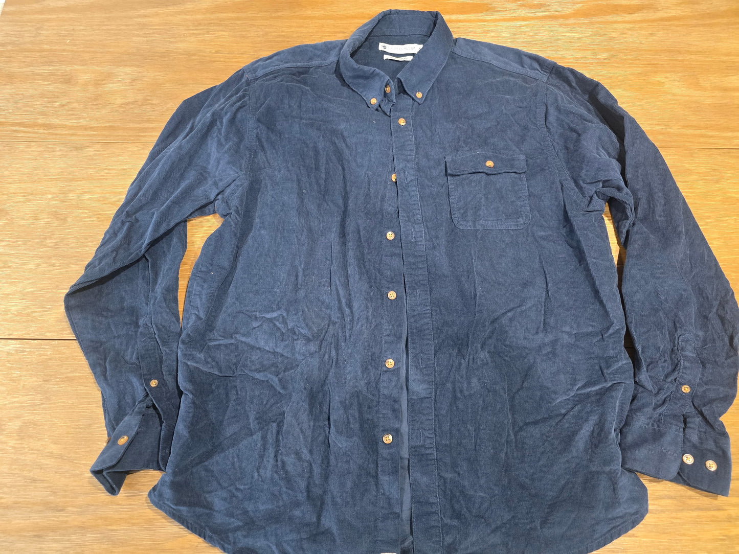 Southern Proper “Canton Corduroy” Button-Down Shirt – Navy Blue, Size XL