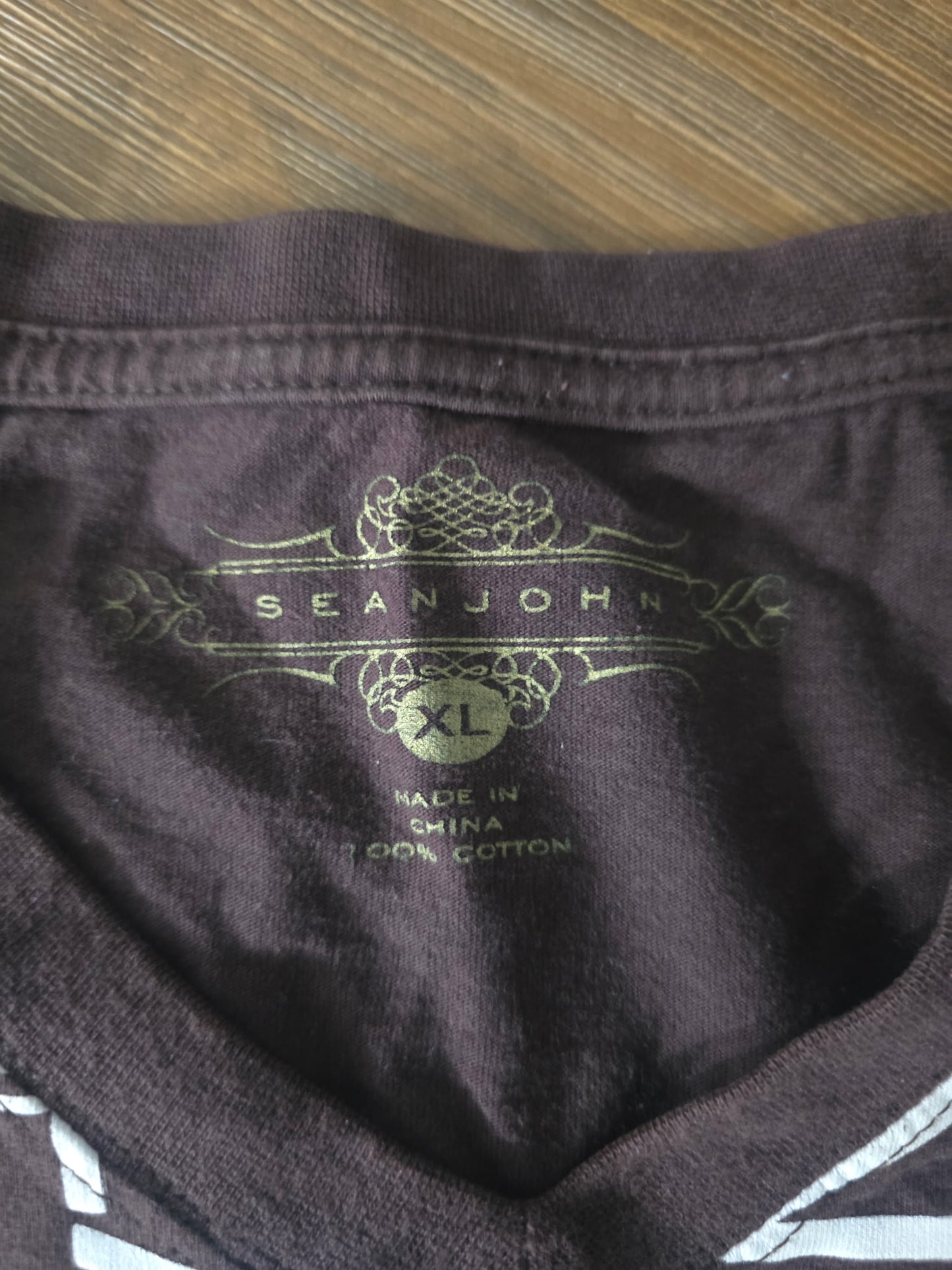 Sean John Brown Graphic Logo T-Shirt – Size XL – 100% Cotton