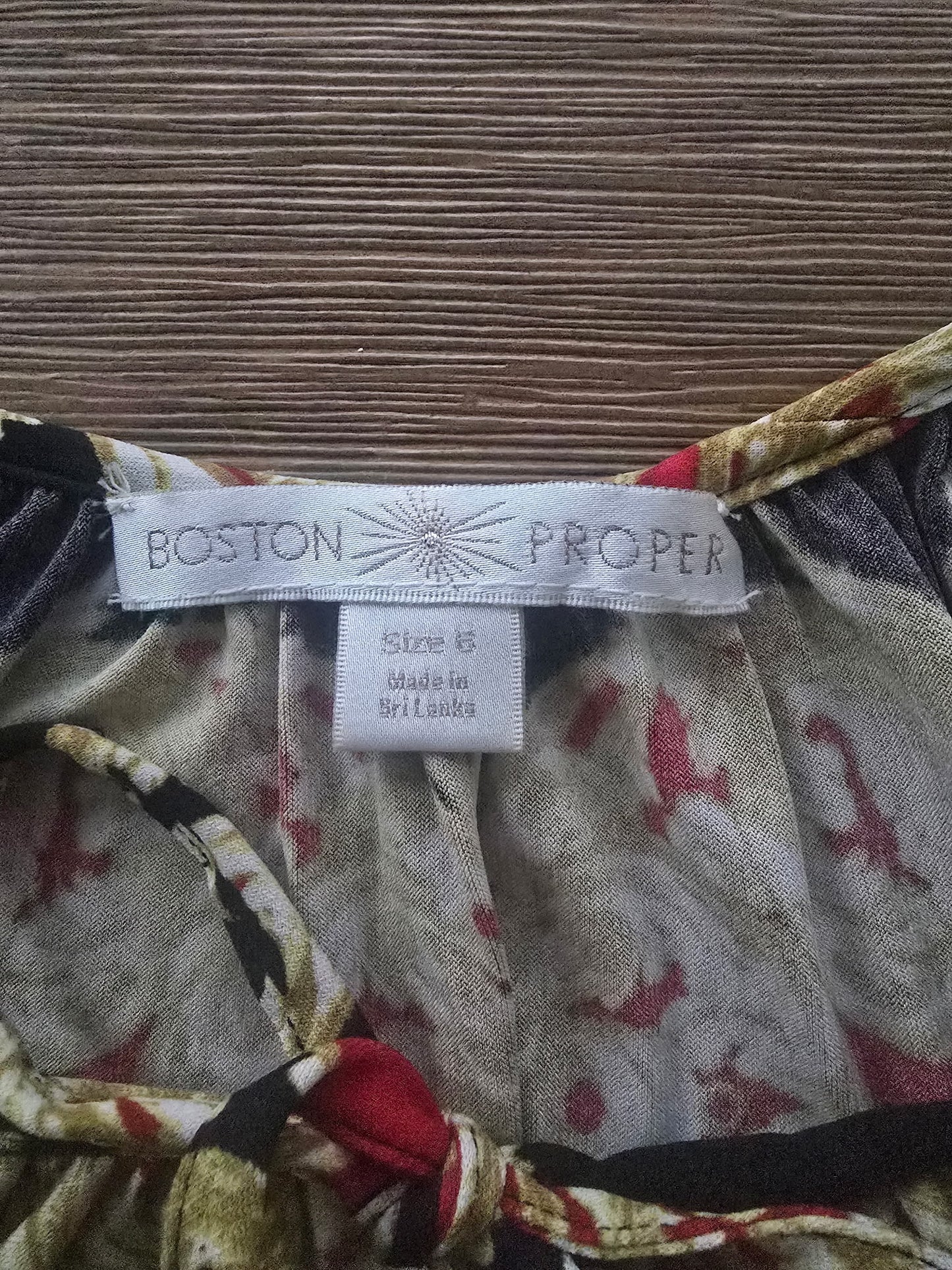 Boston Proper Baroque Print Off-Shoulder Dress – Red, Black & Gold (Size 6)