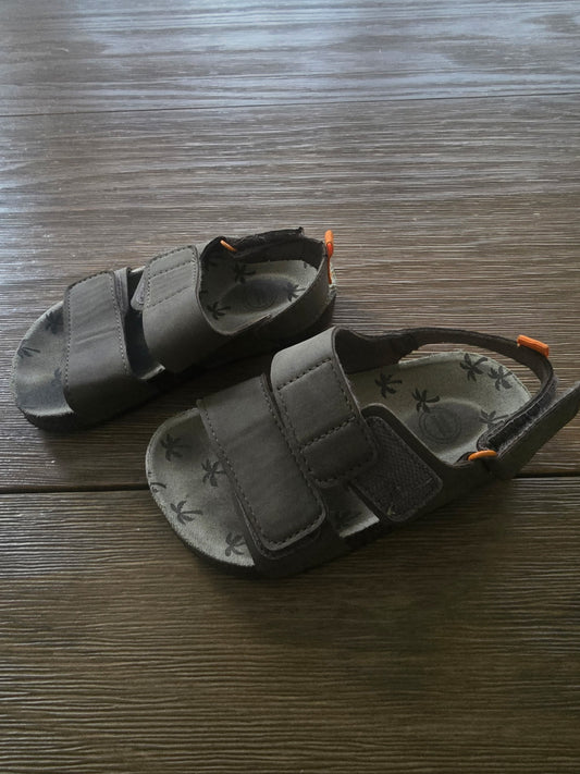 Toddler Boy Palm Print Velcro Sandals – Brown/Gray (Size 8)