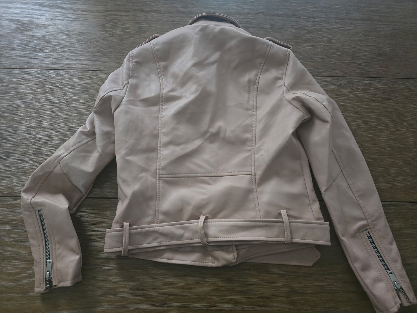 Piazza Italia Women’s Faux Leather Moto Jacket – Blush, Size S