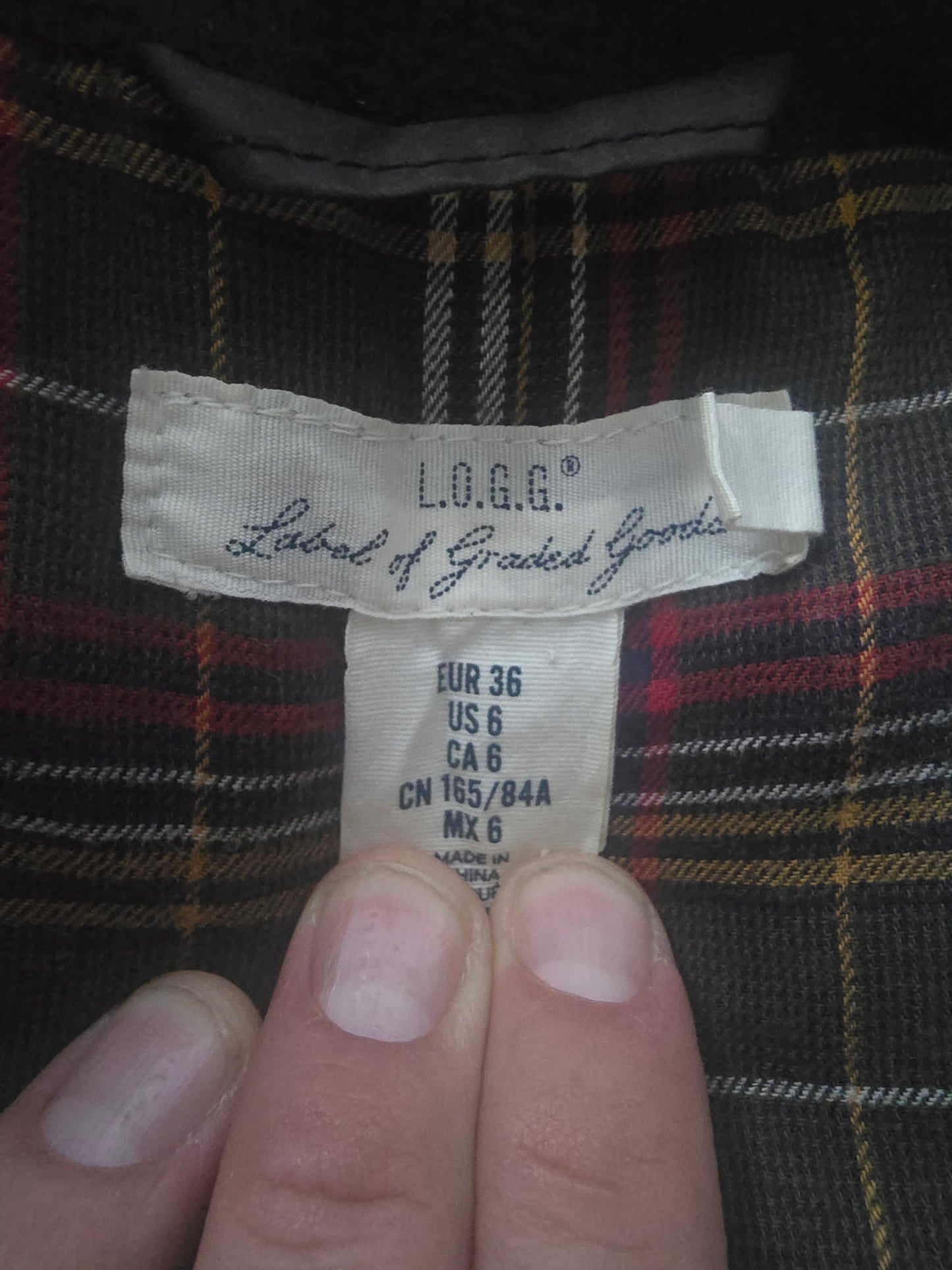 H&M L.O.G.G. Quilted Puffer Vest Black Brown Plaid Lined Women’s Size 6