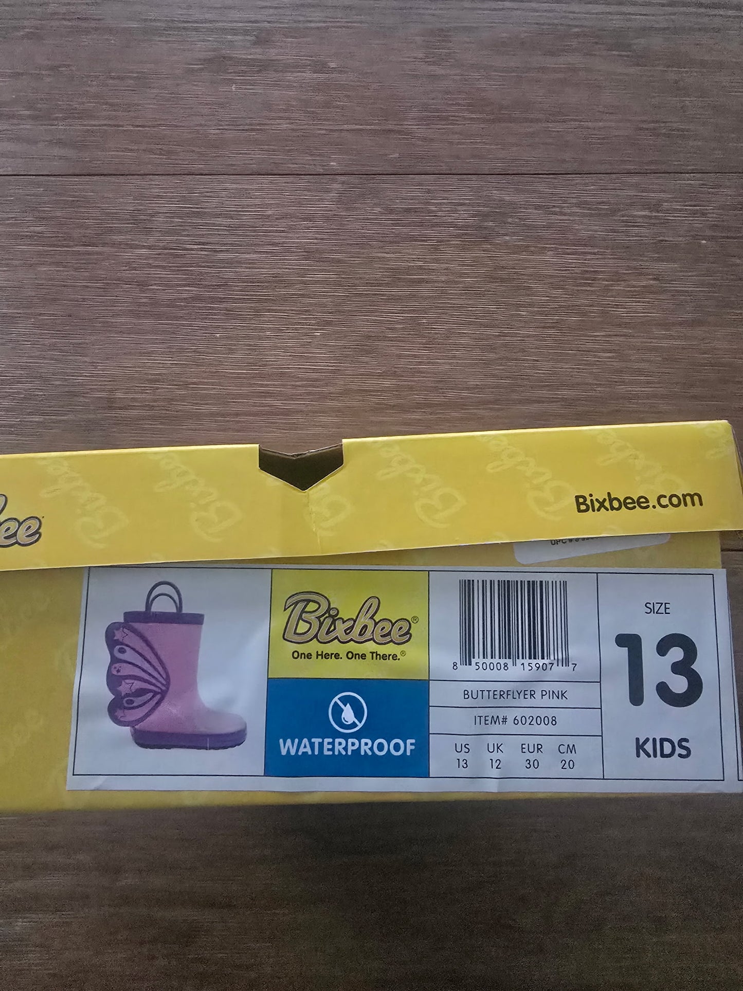 Bixbee Butterflyer Pink Kids Waterproof Rain Boots Size 13 | New in Box