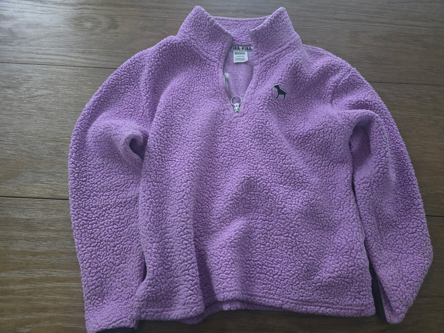 Victoria's Secret PINK Sherpa Quarter Zip Pullover Sweater Purple Women's Size S