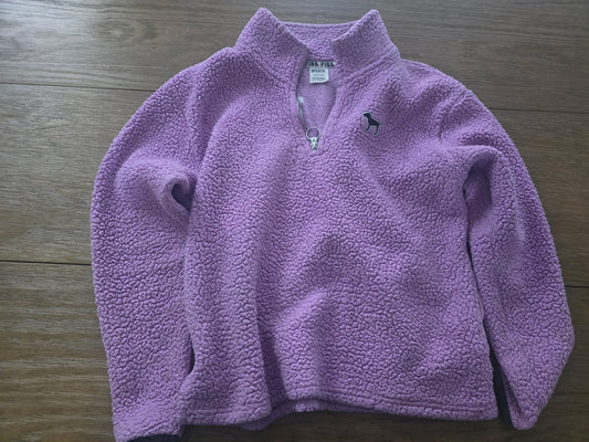Victoria's Secret PINK Sherpa Quarter Zip Pullover Sweater Purple Women's Size S