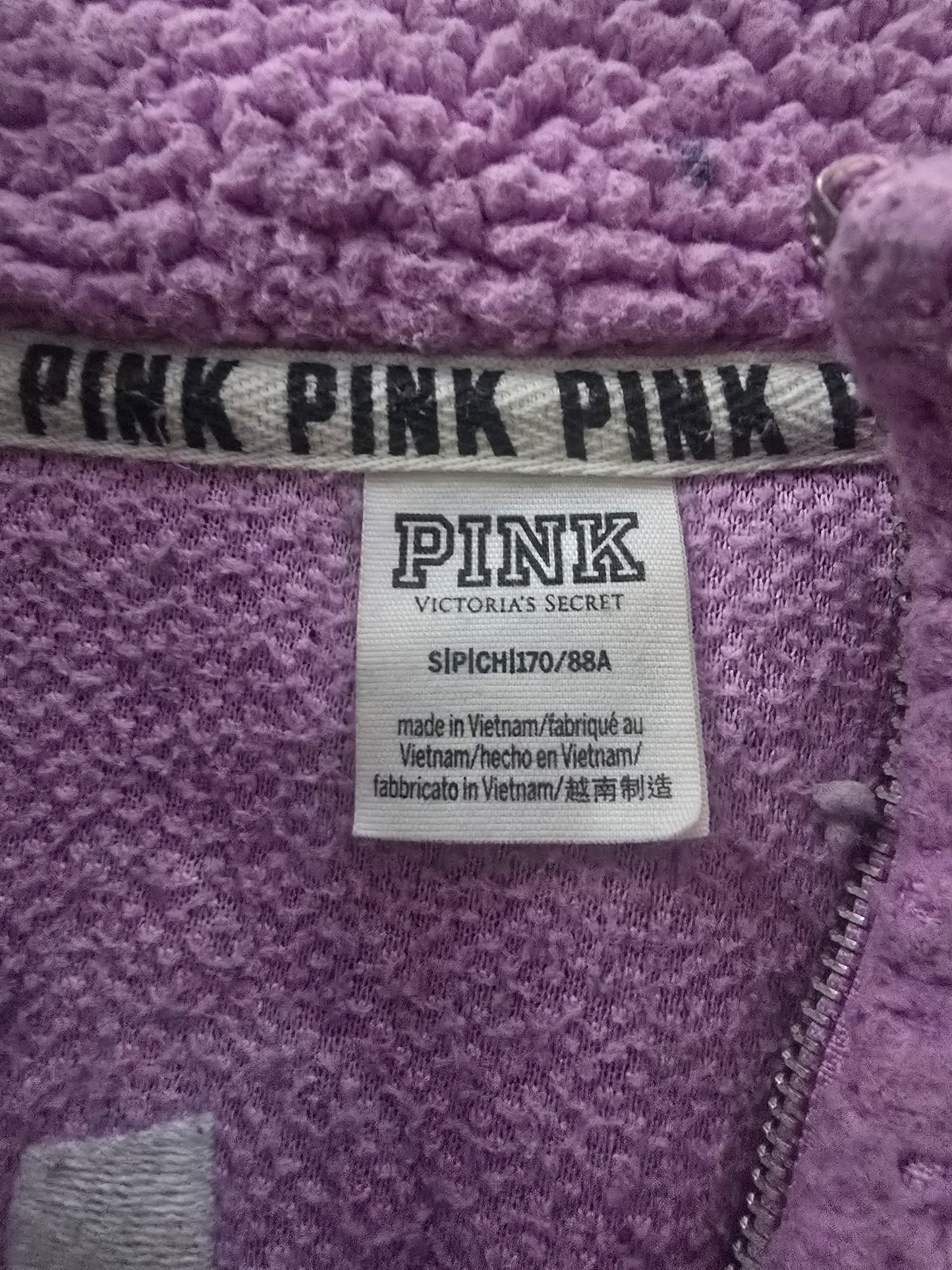 Victoria's Secret PINK Sherpa Quarter Zip Pullover Sweater Purple Women's Size S