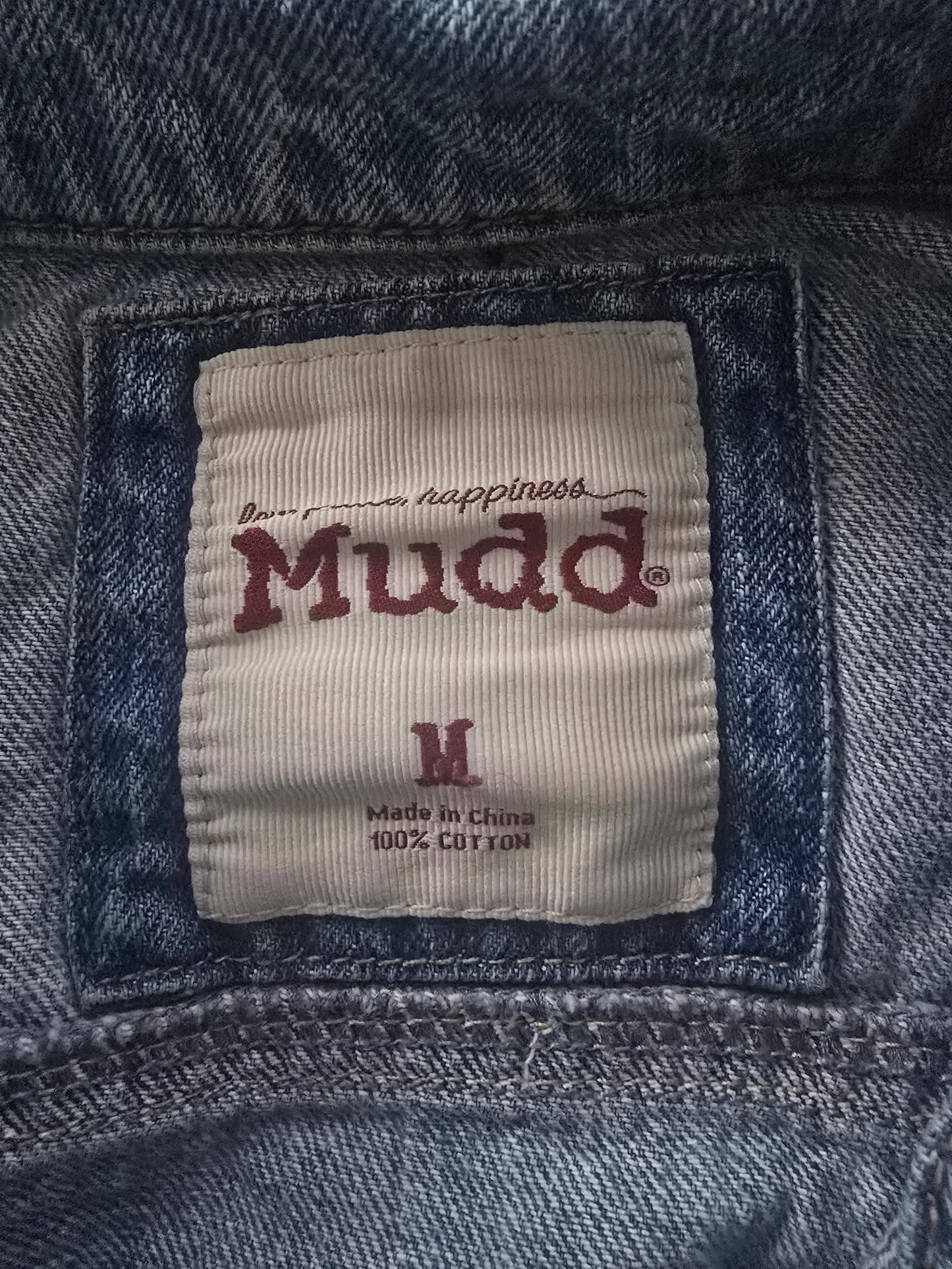 Mudd Women’s Denim Jean Jacket Medium Blue Distressed Style 100% Cotton medium