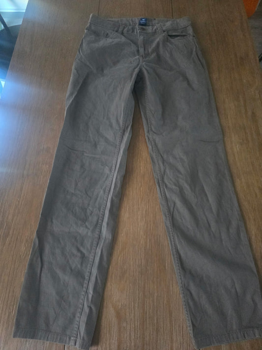 George Men’s Flat Front Chino Pants Khaki Brown 30x32 Stretch Cotton Blend