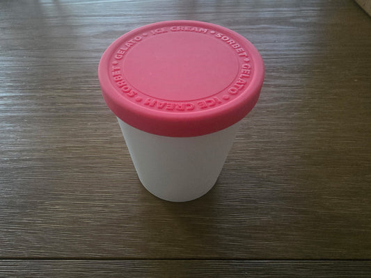 Reusable Ice Cream Storage Container with Pink Lid - 1 Pint