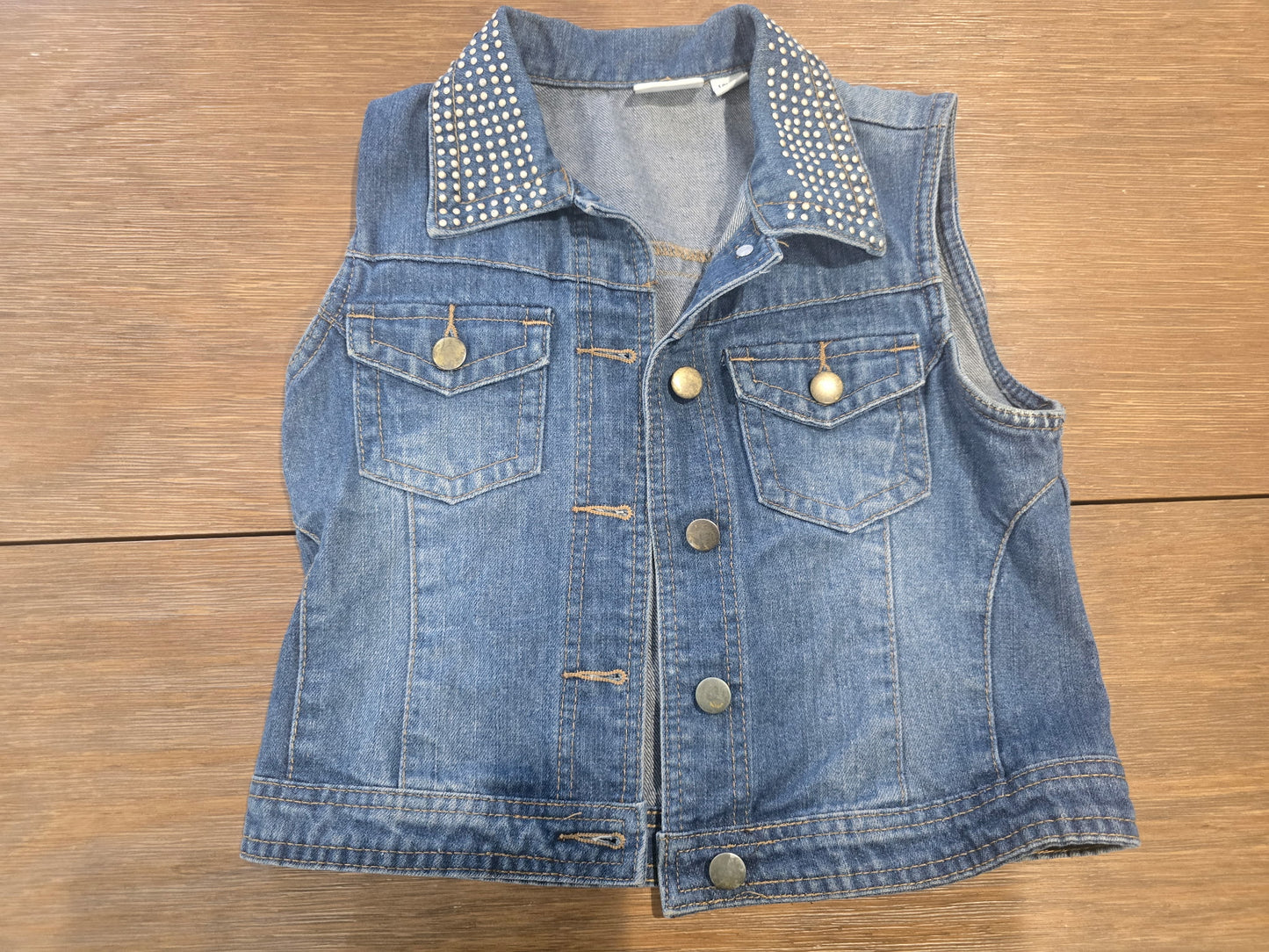 Cato Girls Studded Denim Vest Size L (12/14) Blue Jean Sleeveless Jacket