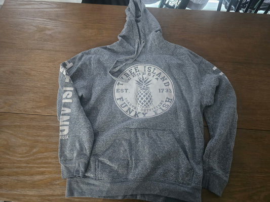Tybee Island Georgia Funky Fish Vintage Hoodie | U.S. Vintage Authentic Wear M Gray Sweatshirt