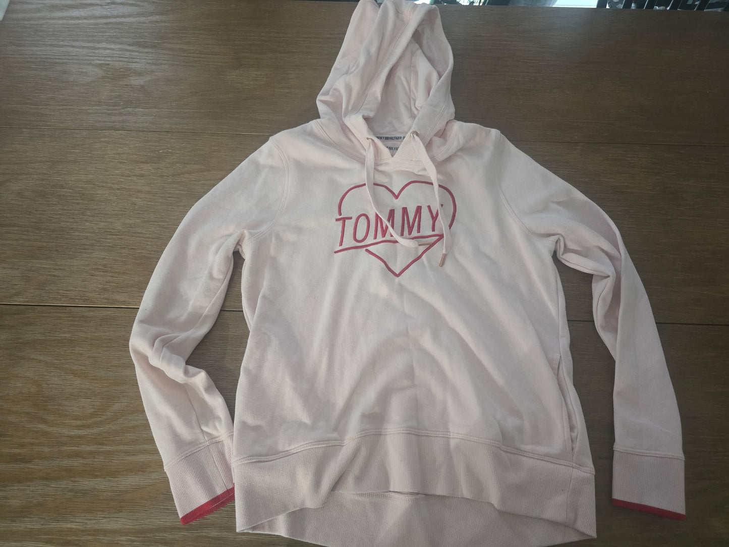 Tommy Hilfiger Sport Women’s Hoodie M Pink Heart TOMMY Graphic Pullover