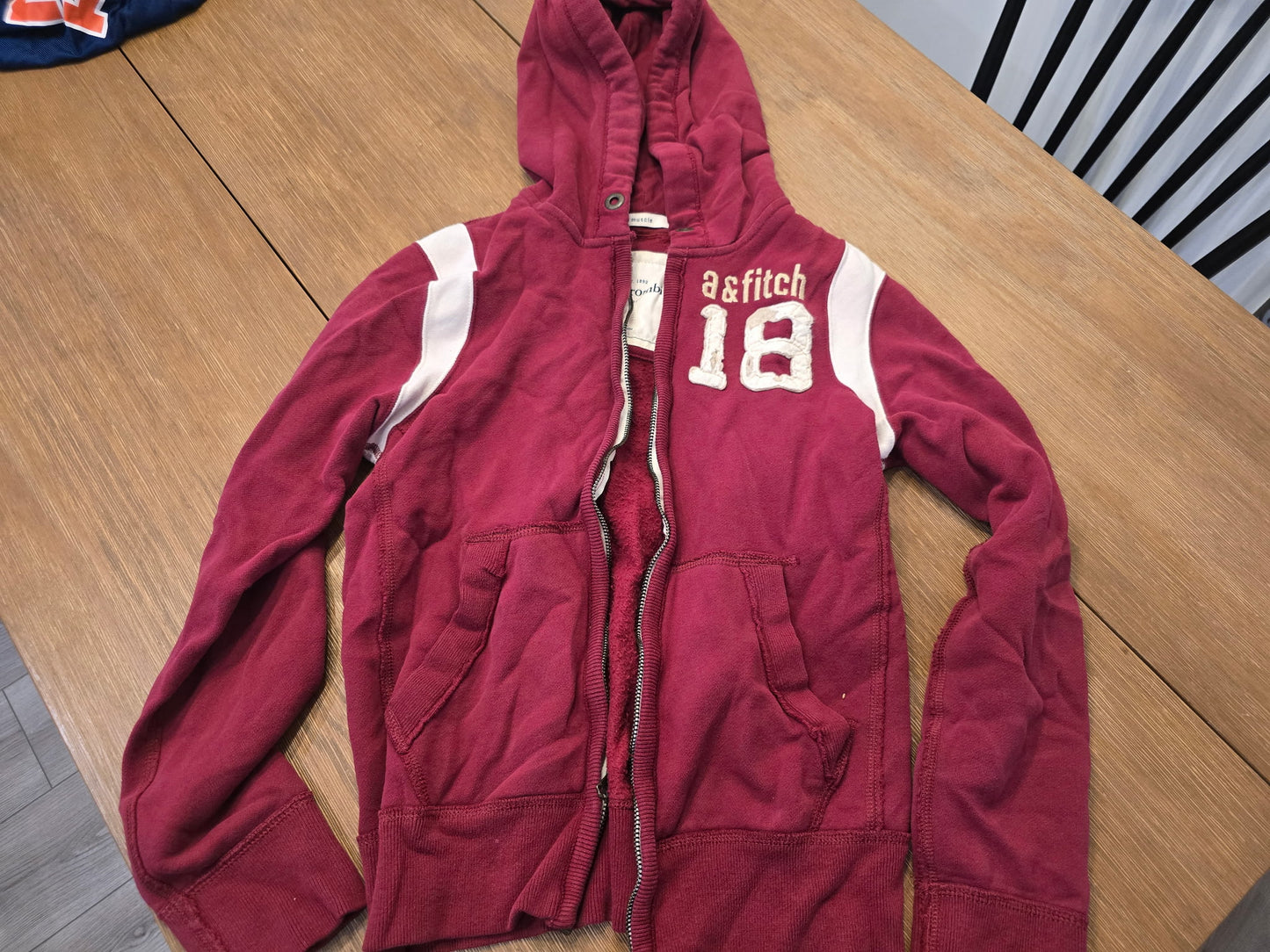 Abercrombie Kids Hoodie Jacket Size L | Maroon Zip-Up Sweatshirt