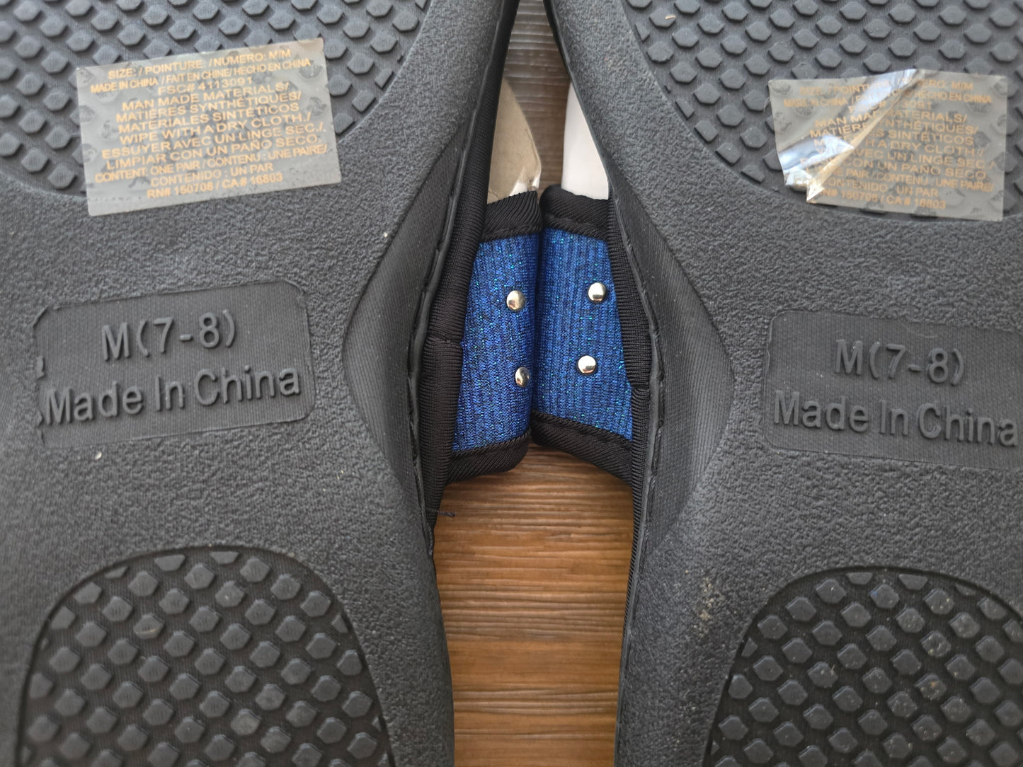 Women’s Custom Memory Foam Sandals Blue Studded Slides Size M (7‑8)