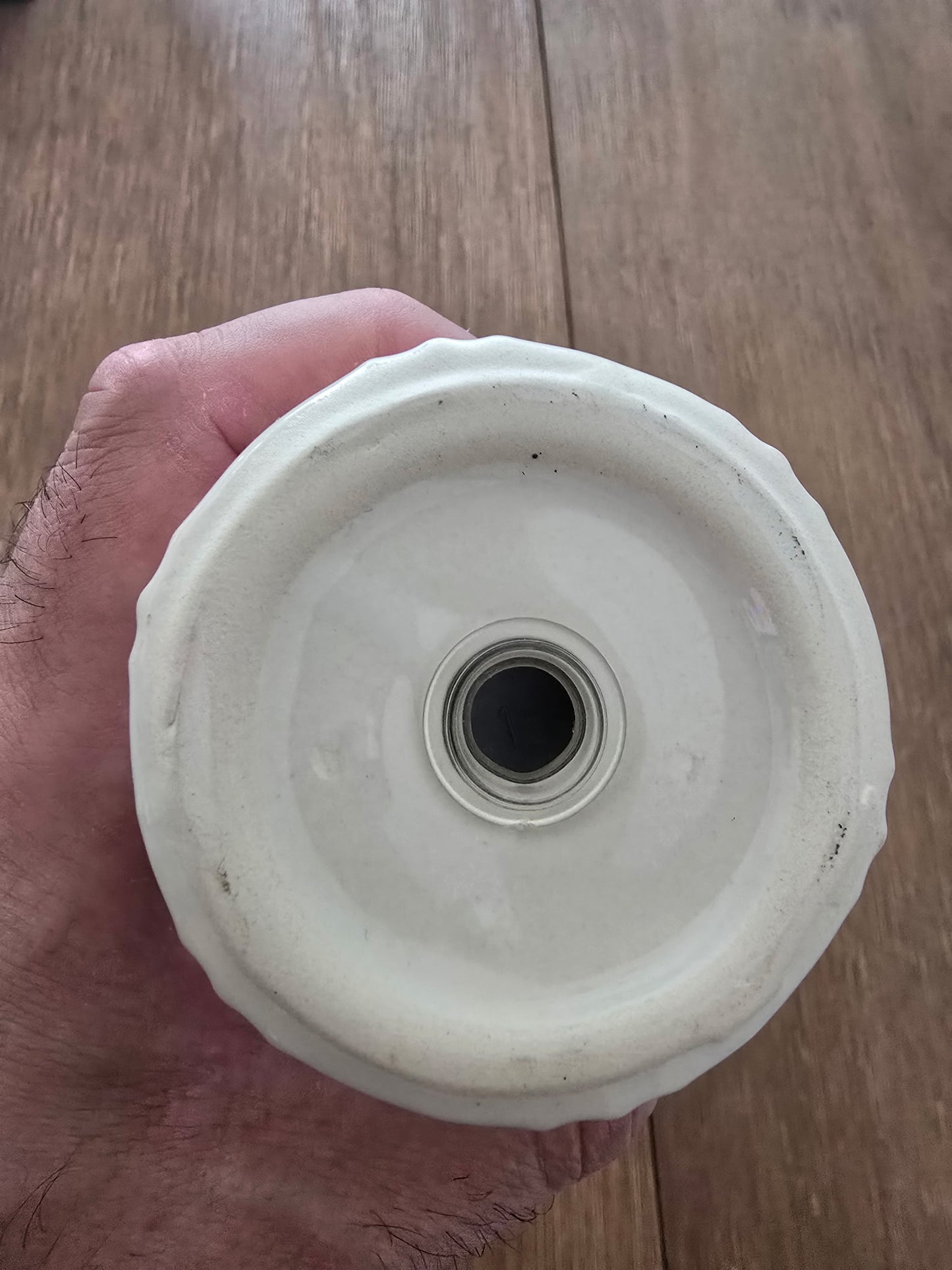 Rustic Ceramic Salt & Pepper Shakers Set | White Distressed | Pre-Owned