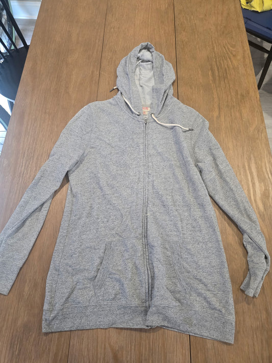 Mossimo Supply Co. Longline Zip Hoodie Gray Size XL