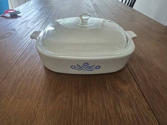 Vintage CorningWare Blue Cornflower Casserole Dish w/ Glass Lid | Oven Safe