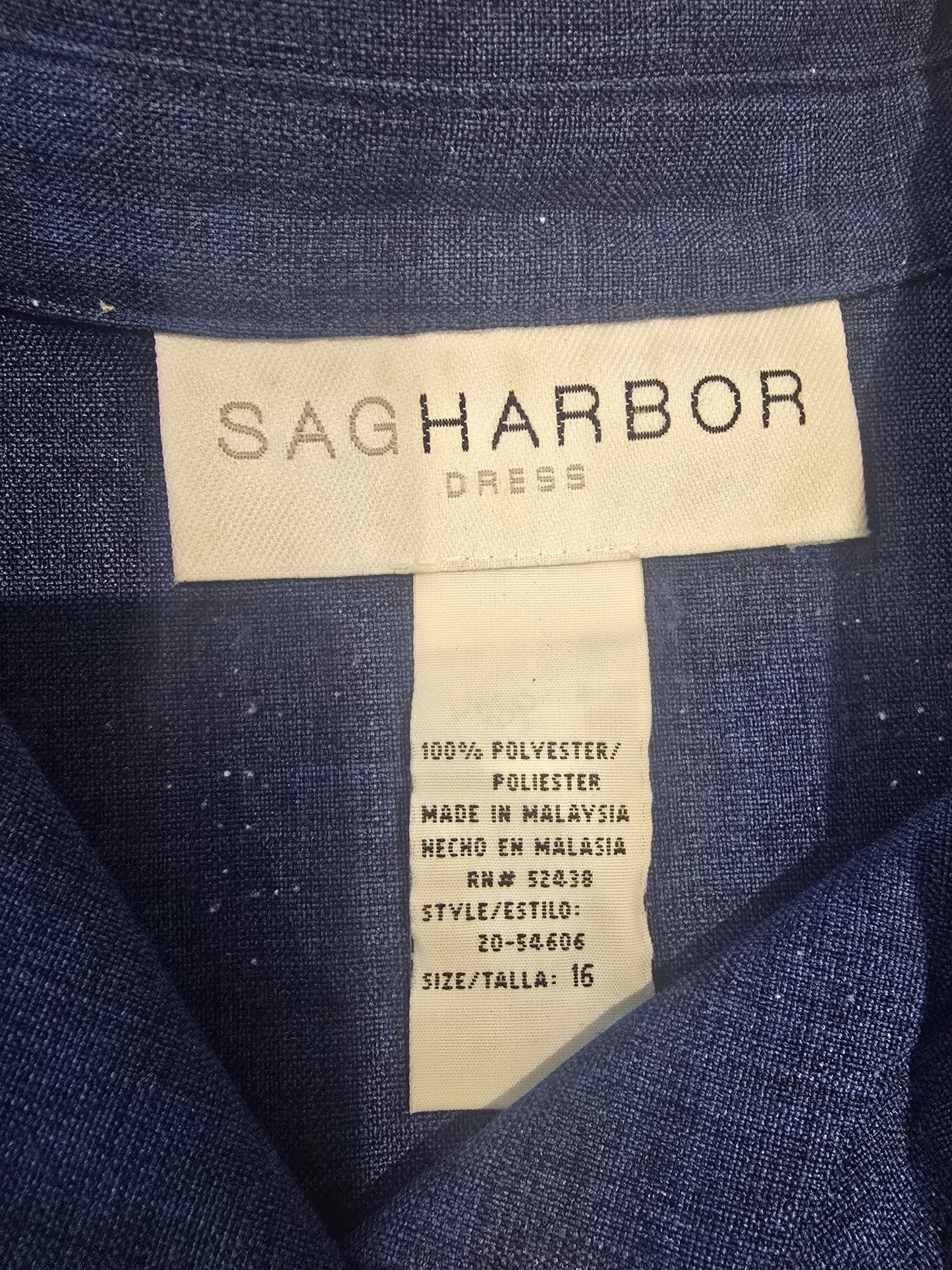 Sag Harbor Women’s Blue Short Sleeve Button Front Jacket Size 16