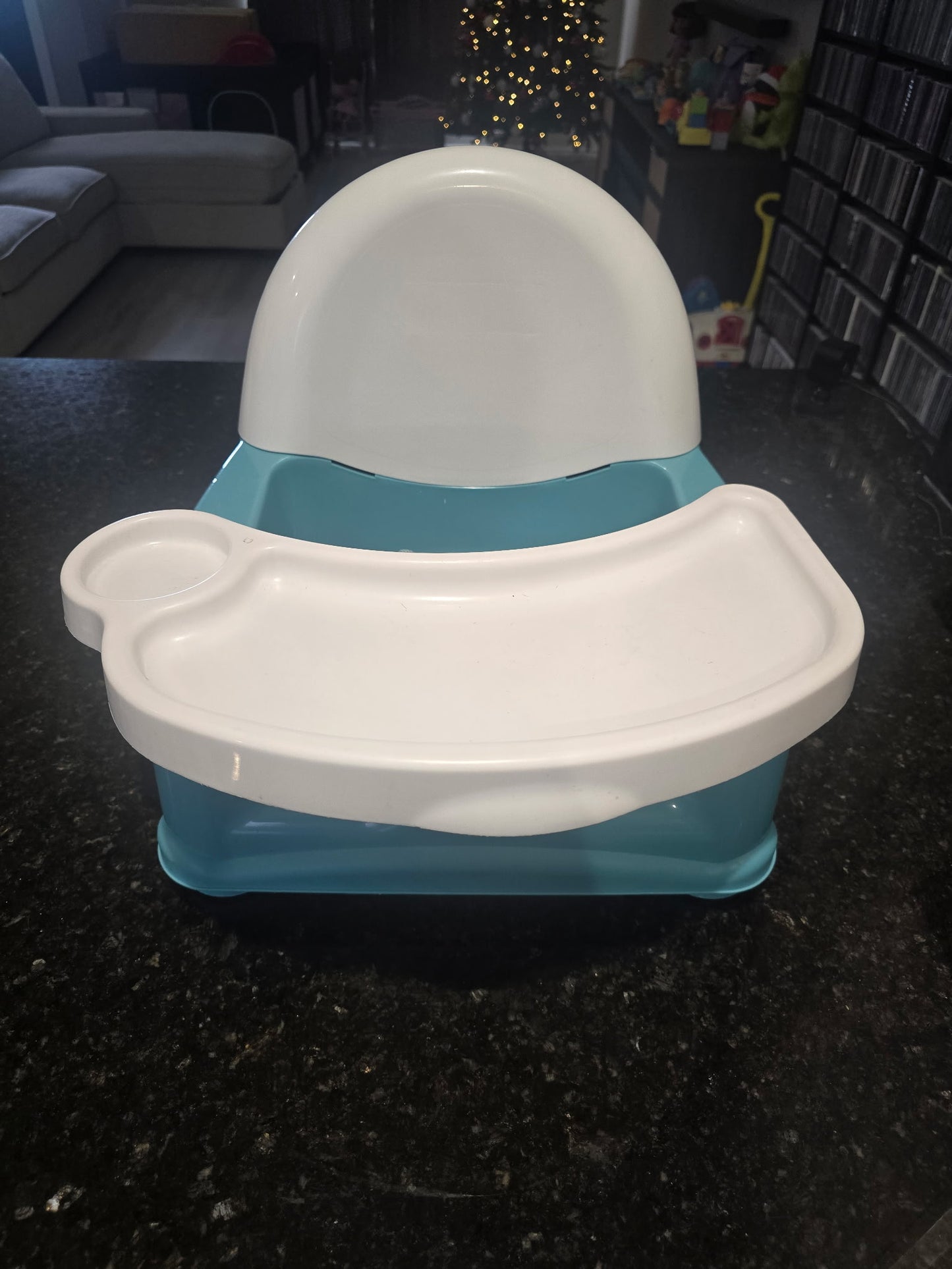 Infant & Toddler Booster Seat with Removable Tray – Teal & White
